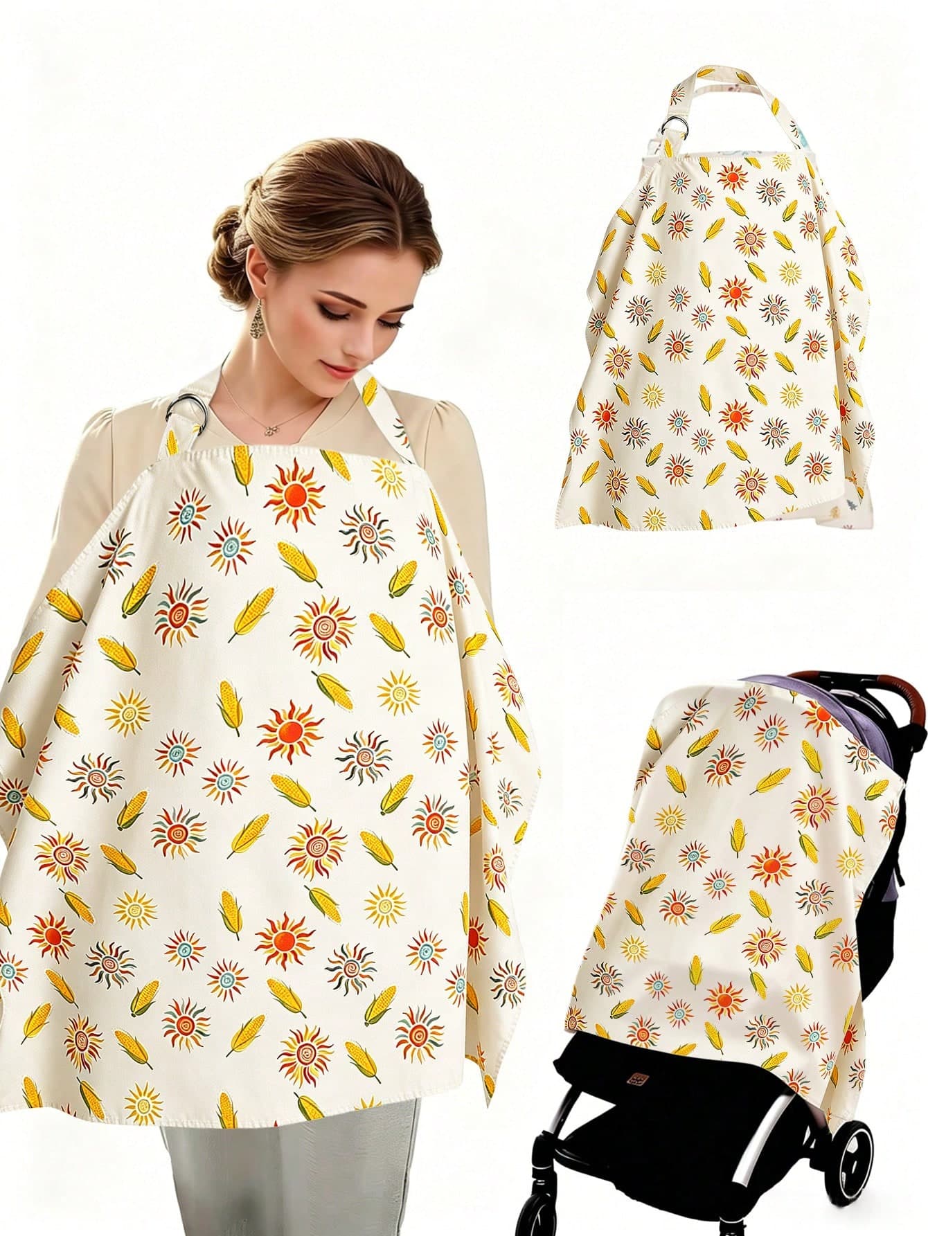 1pc Nursing Cover, Light-Blocking, Outdoor Nursing Apparel 360° Coverage With Mesh, Breathable Privacy Nursing Cover With Arch Neckline, Multifunctional Nursing Apron Suitable For Breastfeeding Newborns