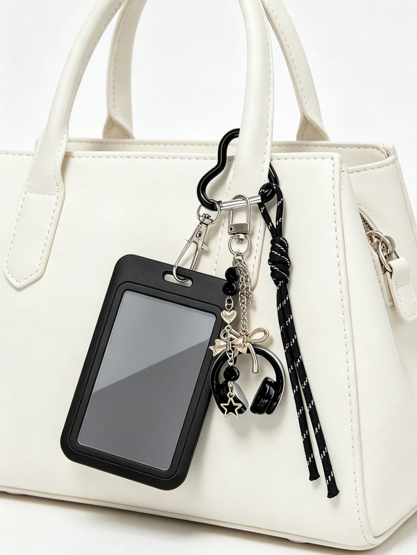 Y2K ID Card Holder Keychain With Earphone Pendant And Braided Lanyard, Portable Badge Holder, K-POP Photo Card Holder, Ins Style Earphone Charm Bag Accessory, Credit Card Holder, Access Card Holder, Bus Card Holder, Suitable For School/Work/Office/Daily Use, Unique Birthday Gift, Teacher Gift, Party Gift, Holiday Gift, Back To School Gift