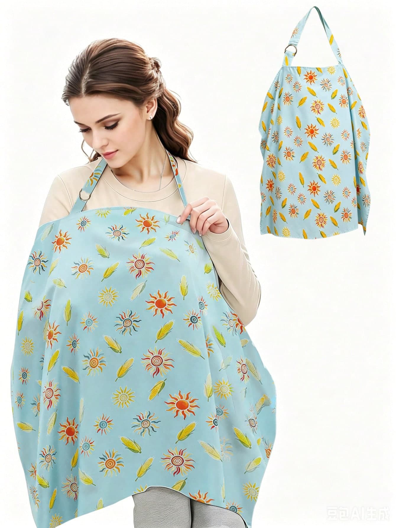1pc Nursing Cover, Anti-Exposure Nursing Apron, Outdoor Nursing Clothing. 360° Full Coverage Design, Built-In Mesh Layer, Breathable And Skin-Friendly; Curved Neckline Privacy Nursing Cover, Multi-Functional Mom Nursing Bib, Suitable For Newborn Nursing.