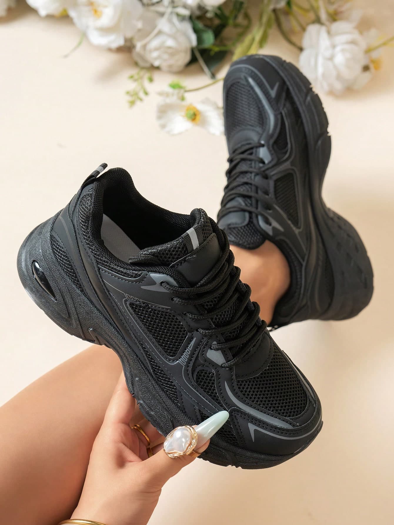 Sodalemon New Women's Casual Sports Shoes Preppy Style Chunky Sneakers Shoes White Shoes Couple Style Round Toe Lace-Up Mesh Dual-Tone Breathable Versatile Deep Cut Fashion Print Graffiti College Style Student Shoes Outdoor Hiking Casual Shoes Commuting Shoes Runs Small One Size