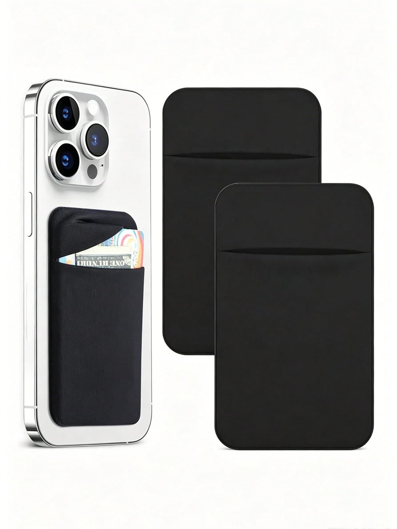 Universal Stick-On Phone Card Holder Case, Convenient Portable Multi-Function Card Pocket With Cover, Detachable And Stretchable For More Storage Capa