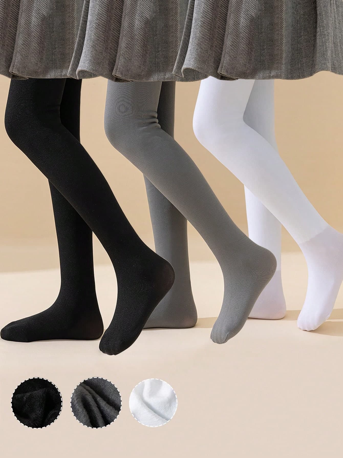 3/2/1pcs Girls Kids Toddler Leggings, White, Black, Grey, Solid Color, Stirrup Tights, Stirrup Base Layer Tights, Thermal Lined Pants, Suitable For Daily Tights, Simple Versatile Stirrup Pants, Thin Fleece Dance Pants, Smooth Surface, Soft, Skin-Friendly, Academic Princess Style, Cute Style, Base Layer Tights, Suitable For Autumn/Winter, Spring/Autumn