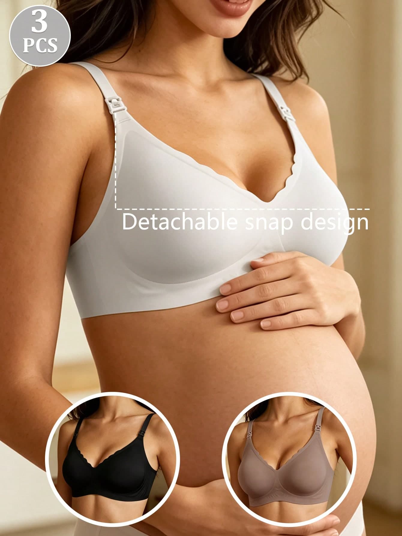 3pcs/Set Postpartum Nursing Bras, Seamless Jelly Breastfeeding Bras Wireless, Front Closure