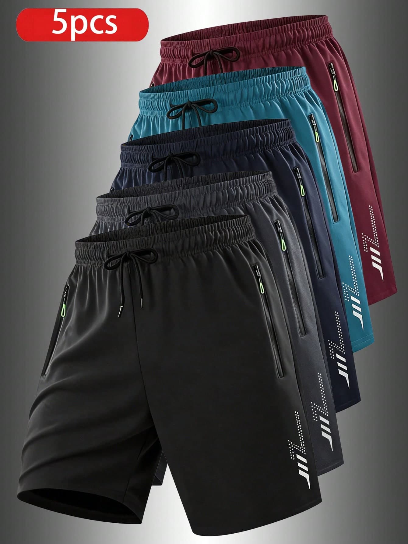 5 PCS Men's Boyfriend Style Shorts, Summer Running Fitness Workout Joggers, Lightweight Soft Breathable Sports Lightning Shorts For Men, Father's Day Gift, Men's Gifts