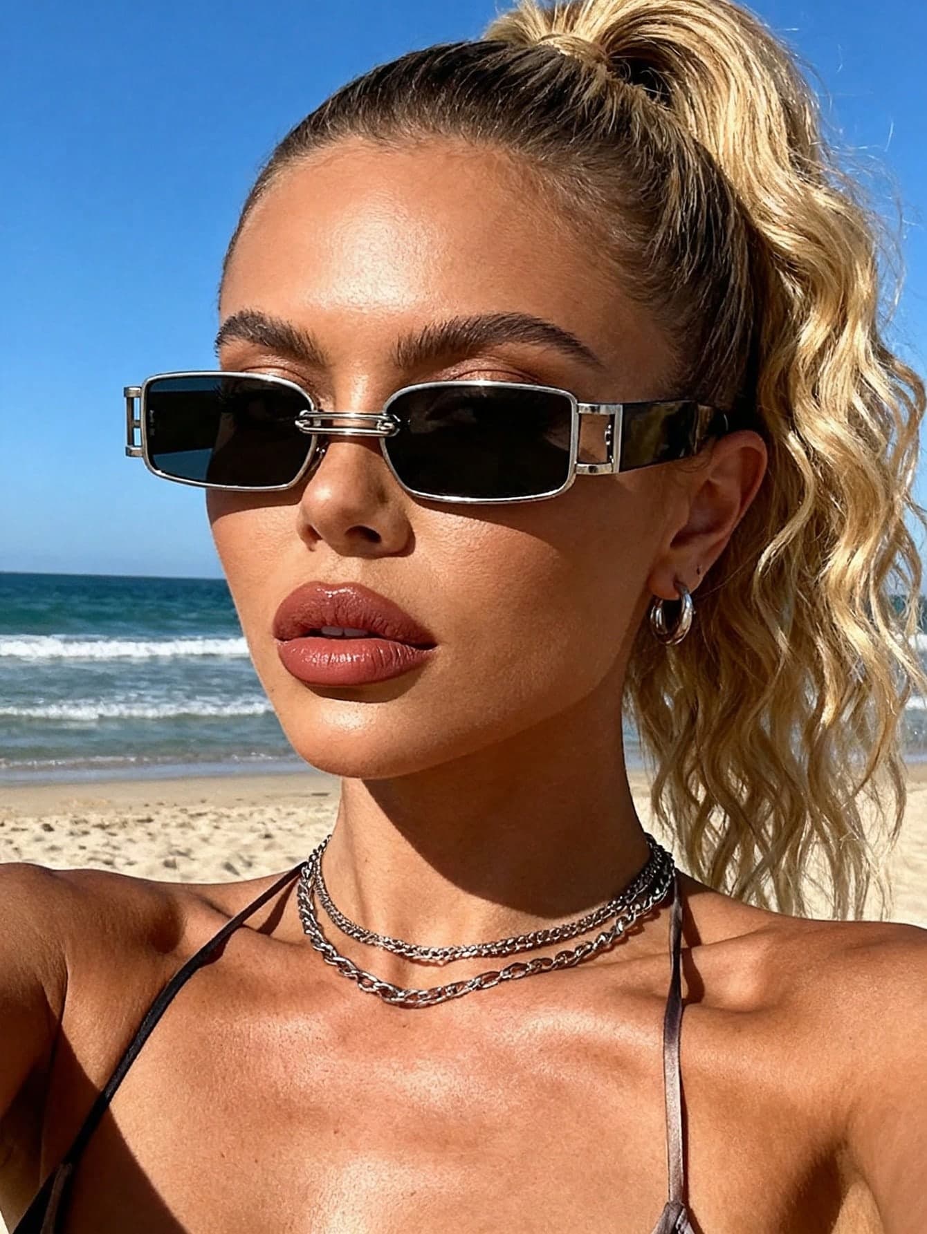 1 Pair Women's Personalized Korean Style Oval Copper Vintage Fashion Glasses, Suitable For Party Decoration, Street Style Accessories, Autumn/Winter Women's Clothing, Business Casual Wear, Color Block, Bohemian Style, Vacation Style, Also Suitable For Summer Beach Vacation, Outdoor Activities And Travel.