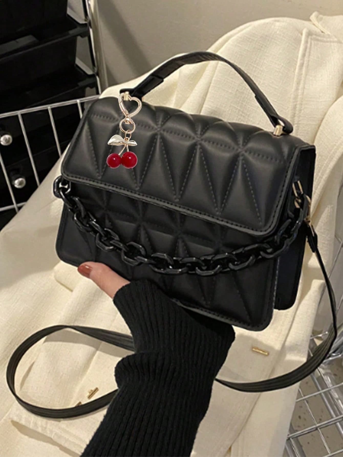 1pc New Fashion Shoulder Crossbody Bag, Minimalist Diamond Quilted Handbag, Can Be Paired With Portable Small Wallet, Women's Handbag, Women's Shoulder Bag, Small Wallet, With Detachable Shoulder Strap, Suitable For Women, Teenagers, College Students, New Professionals And White-Collar Workers, Suitable For Office, College, Work, Business And Daily Use, Halloween Gift, Valentine's Day, Mother's Day, Birthday Gift
