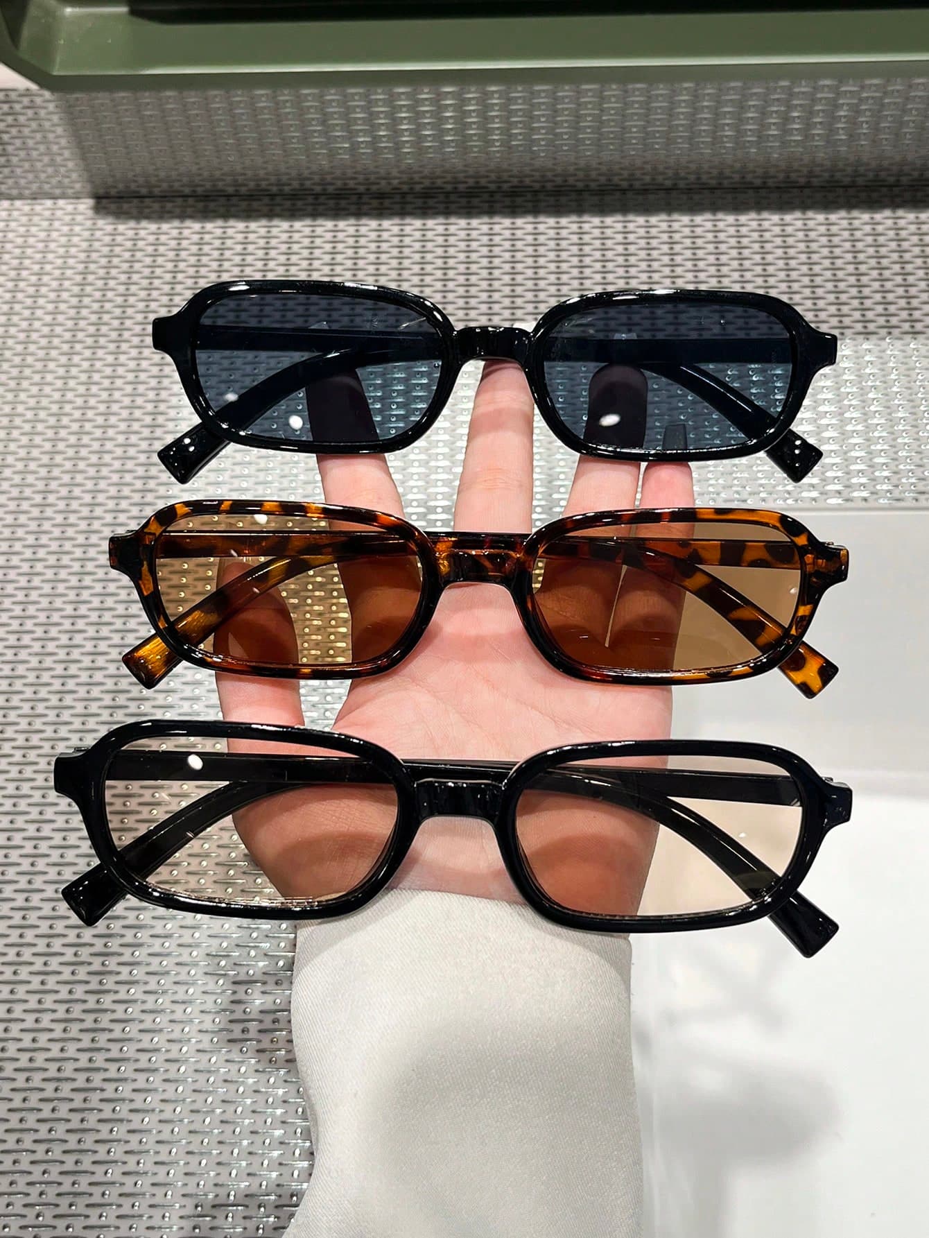 3pcs Casual Rectangular Women's Glasses Set, Minimalist Daily Versatile For Beach Vacation And Travel