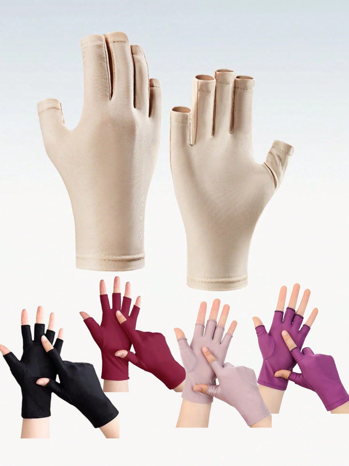 1 Pair Summer Lightweight Half-Finger Women's Gloves, Thin Sun Protection Half-Finger Gloves, Suitable For Tea Picking, Driving, Cycling, Fashionable Comfortable Durable Hand Protection, Unisex, Outdoor Activity UV Protection, Holiday Gift, Ice Silk Soft And Breathable
