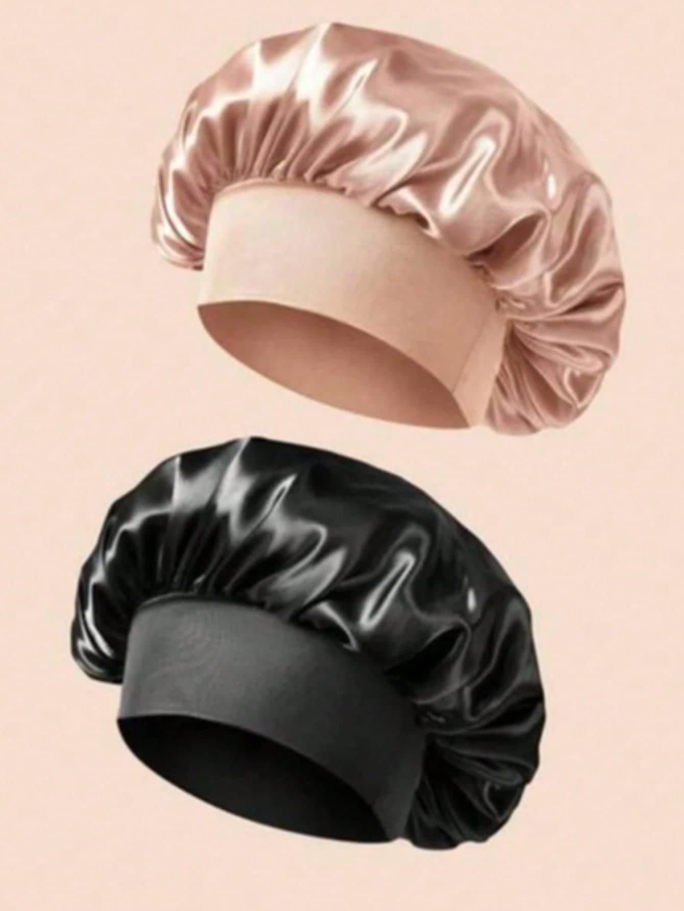 2pcs/1pc Luxury Satin Silk Sleep Cap, Lightweight Hair Protection Elastic Cap, Soft Elastic Silk Sleep Cap With Adjustable Comfortable Strap, Unisex, Comfortable All Night, Perfect For Long Curly Hair And Braids/Bathroom Accessories/Other Sleep Aid Products/Home/Holiday Essential/Travel/Bathroom