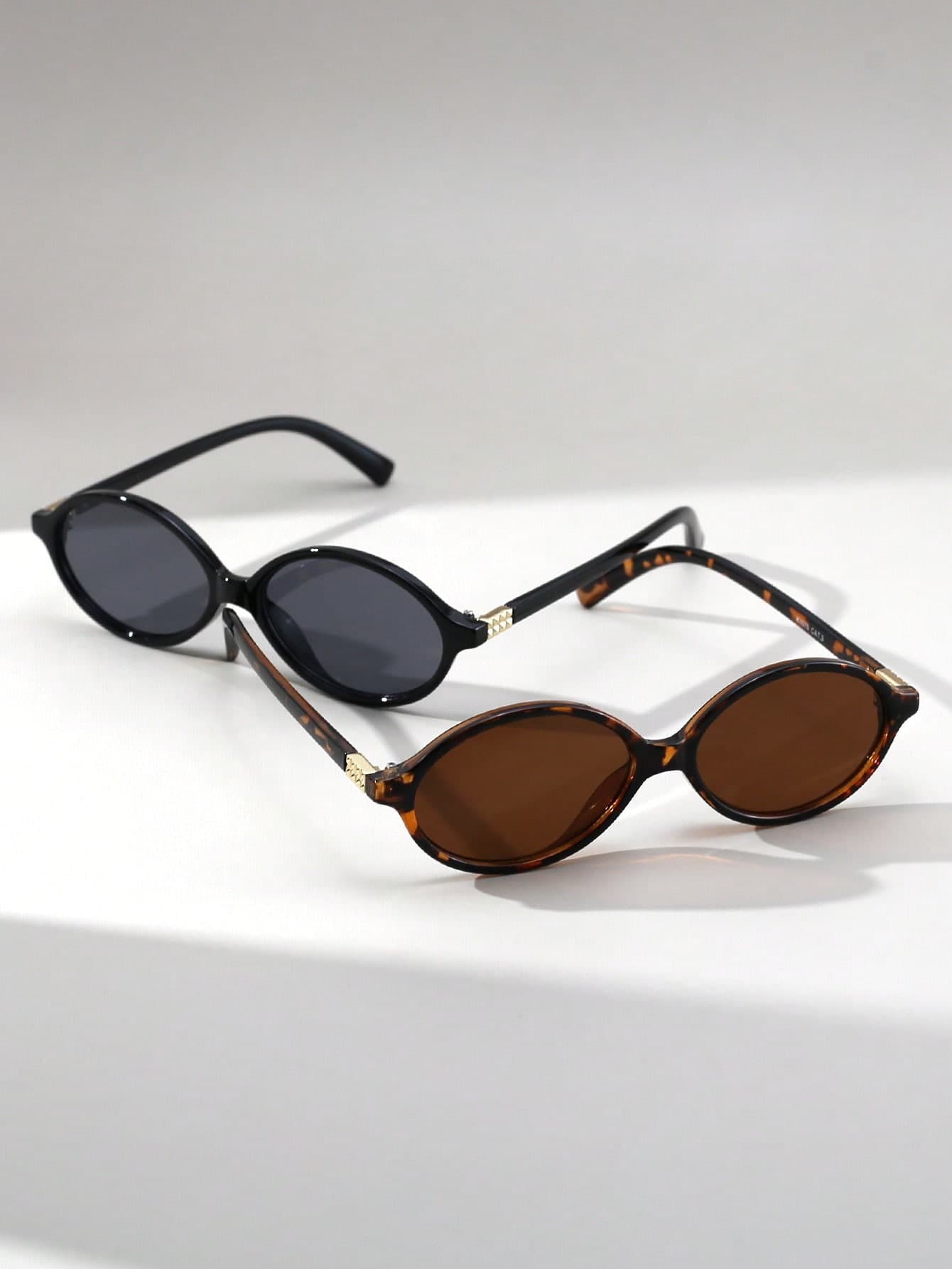 2 Pairs Women's Oval Personalized Retro Versatile Street Style Runway Beach Fashion Glasses Set, Daily Outfit Accessory, Gift