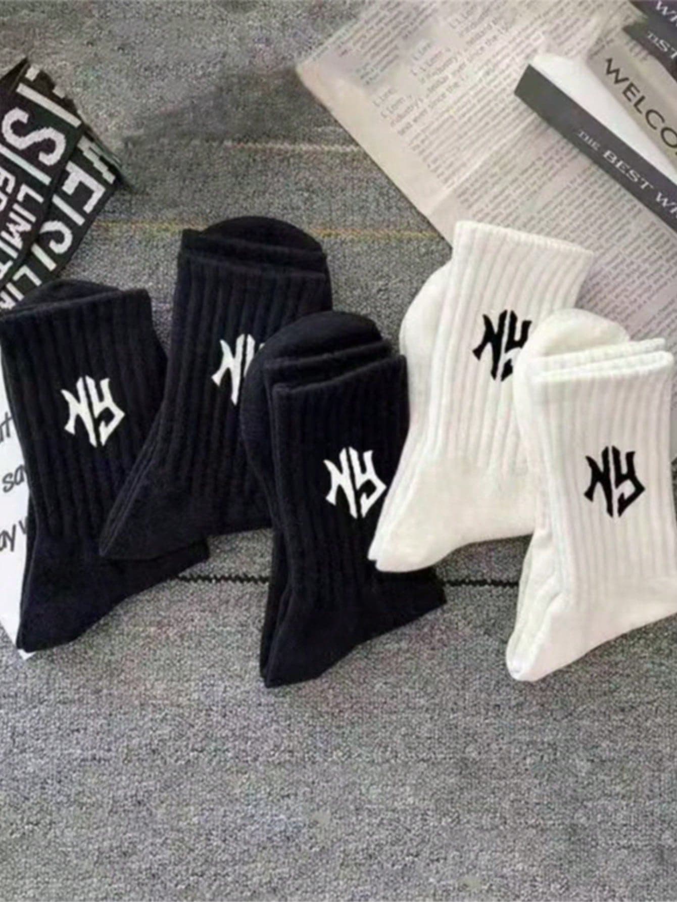 10 Pairs/5 Pairs/1 Pair Unisex Comfortable Sports Socks, Men's Long Socks Suitable For Sports Training, Women's Long Socks For Daily Casual Business, Antibacterial Soft Black White Color, Odor-Resistant Moisture-Wicking Breathable Comfortable, Suitable For Autumn/Winter Season, 10 Pairs/5 Pairs/1 Pair Set