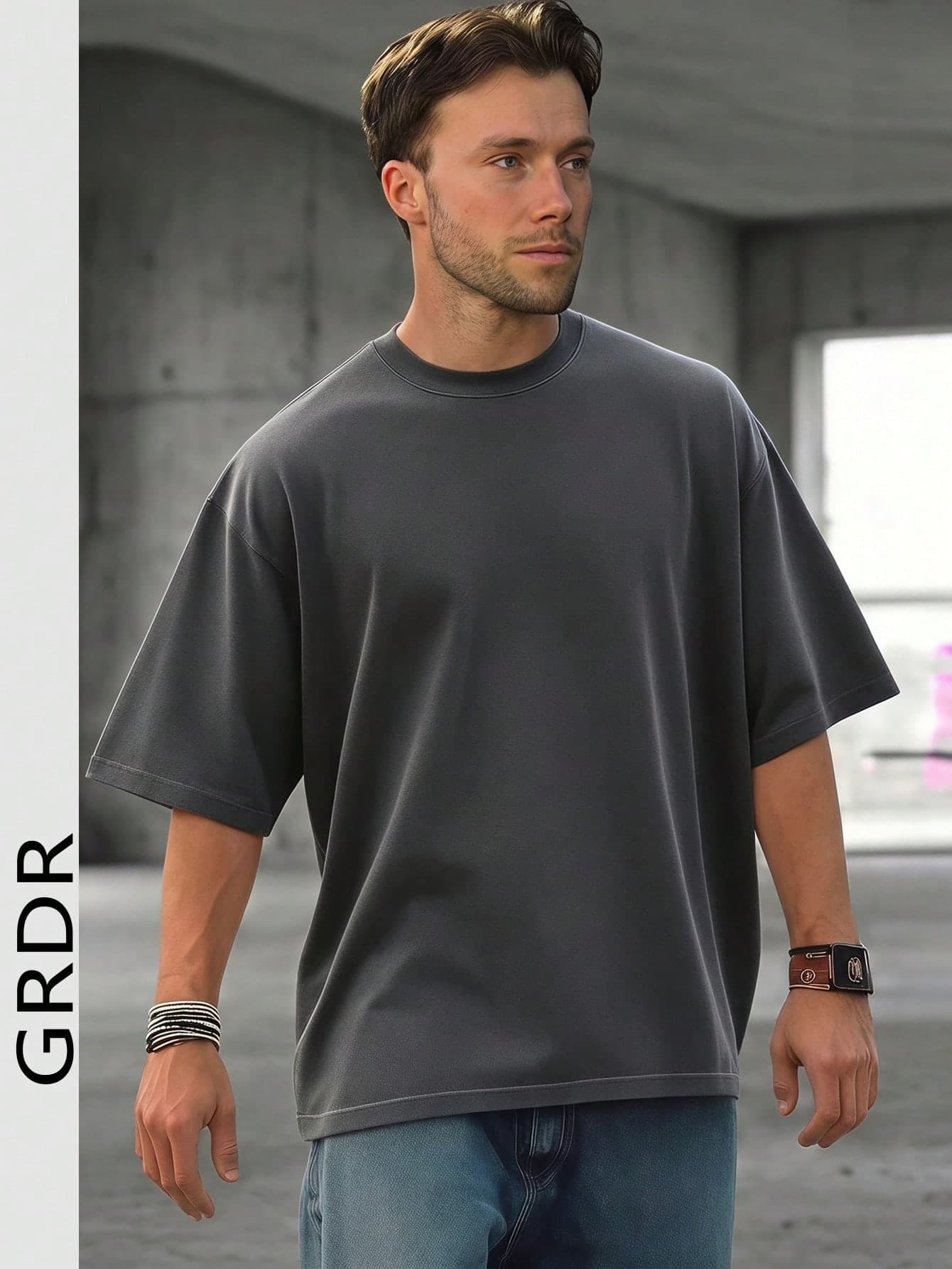 GRDR Men's Fashionable Loose Fit Short Sleeve T-Shirt | Exquisite Design | Summer Essential | Easy To Match | Showcase Your Style