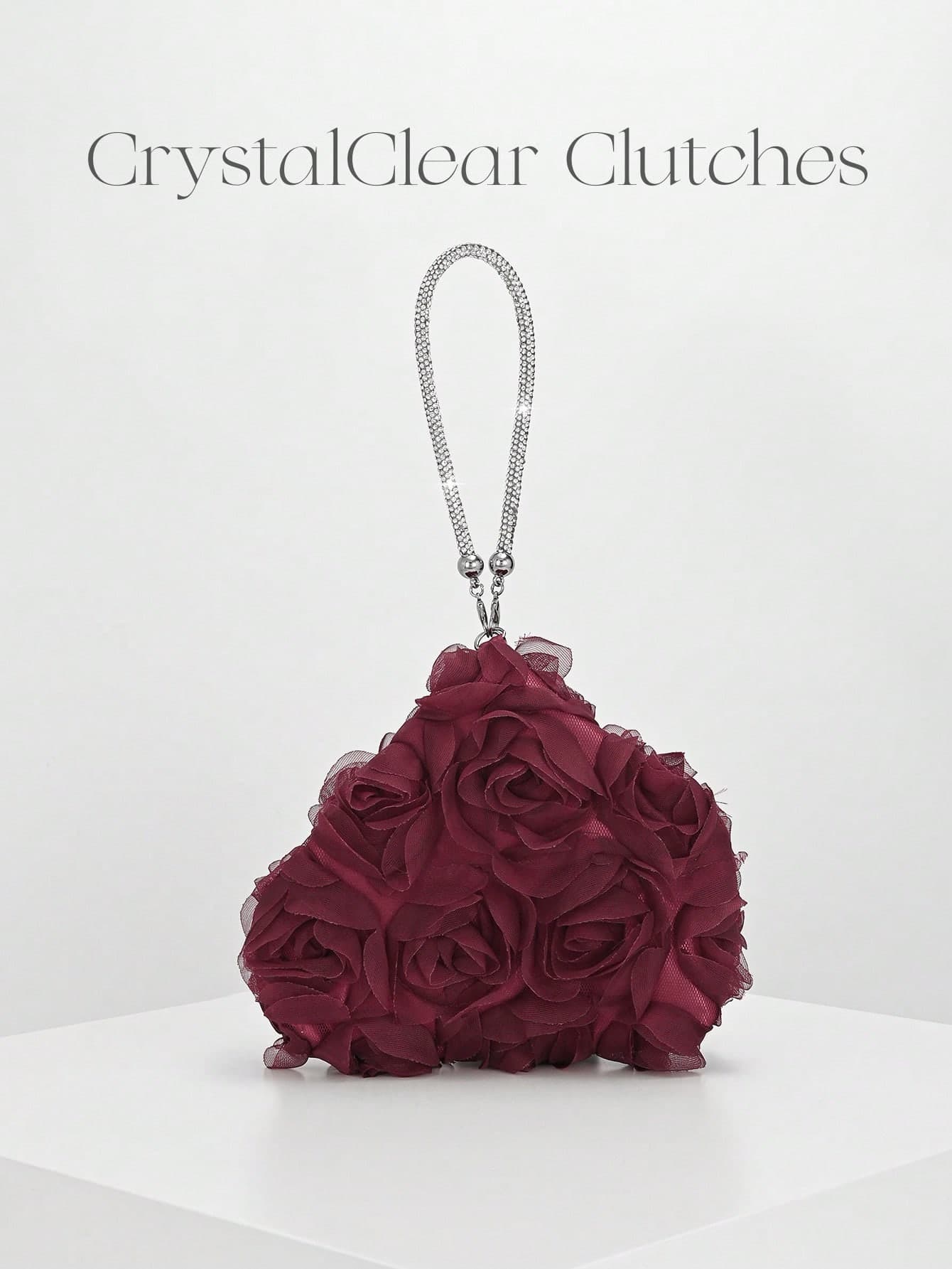 European And American Women's Fashion Floral Handbag With Rhinestones, Evening Clutch Bag Suitable For Parties, Weddings, Proms, Evening Banquets/Feasts, Can Be Paired With Holiday Party Dresses, Evening Gowns And Sequin Dresses, Perfect Match With Prom Accessories, Best Elegant Gift Choice For Brides, Random Pattern