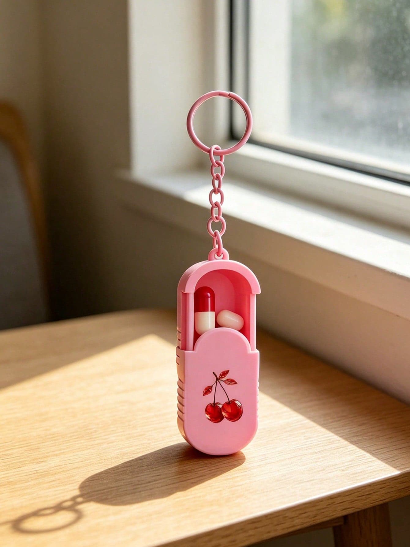 Portable Mini Pill Box With Cherry And Strawberry, Keychain Pill Box, Office Worker Pill And Vitamin Storage Box, Handmade Mini Pill Box, Travel Medicine Storage Box, Daily Vitamin Pill Box, Pocket Pill Box, Compact Pill Box, Daily Pill Storage Container, Waterproof Pill Box, Daily Medication Organizer, Keychain, Home Essential, Travel Essential