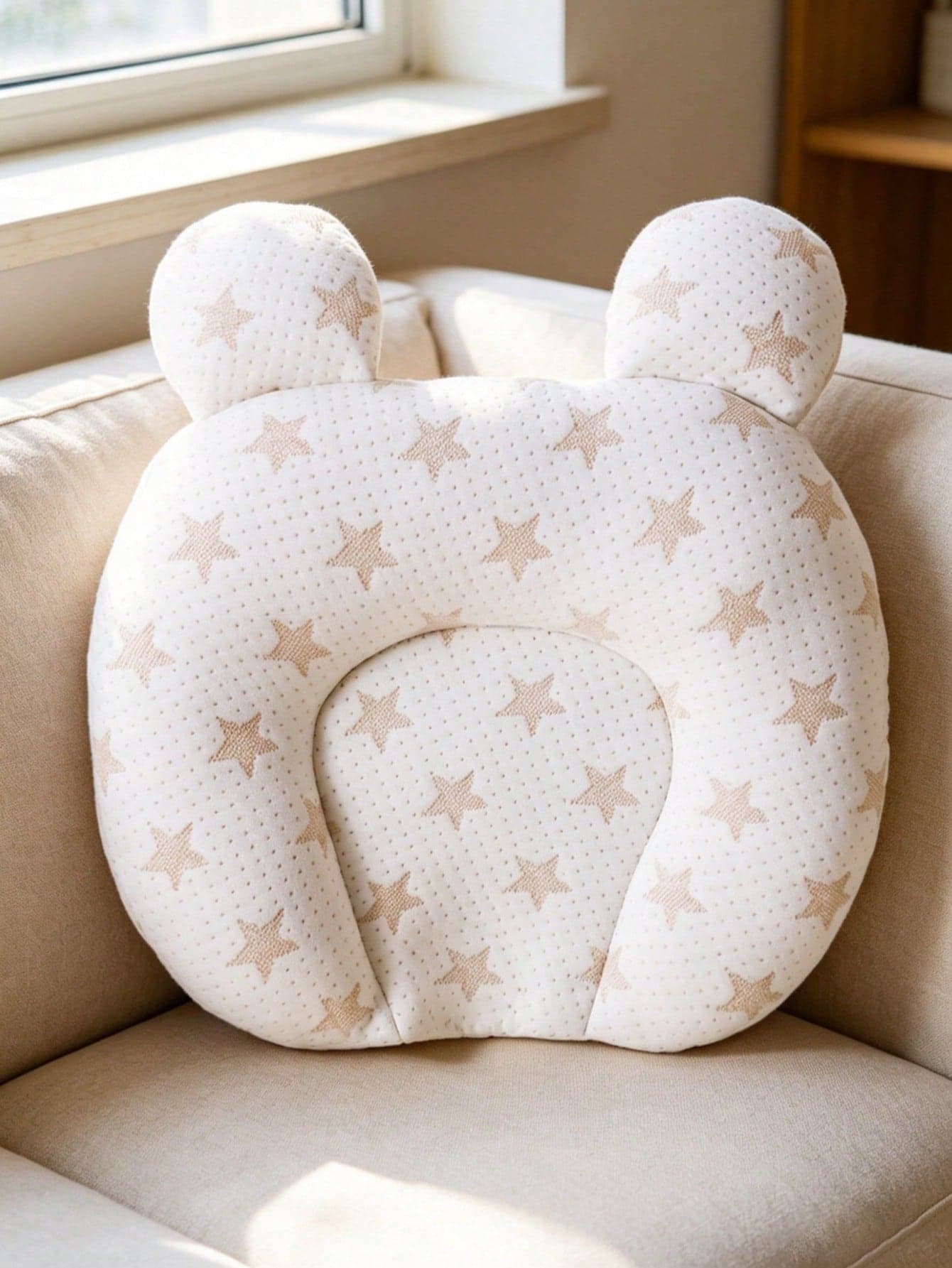 momscare 1pc Snowflake Print Baby Pillow, Breathable And Moisture-Absorbing, Suitable For All Seasons