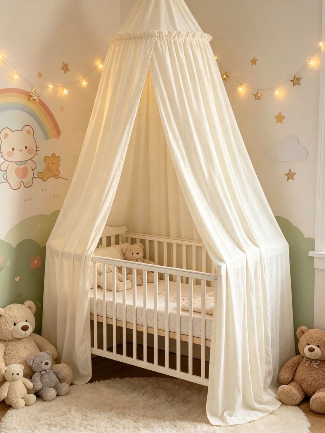 1pc Ivory White Milk Silk Gauze Curtain, Breathable Curtain, Baby Crib Decoration, Princess Room Decor, Baby Crib Canopy, Canopy Bed Curtain Decor, Baby Shower Decor, Gender Reveal Party, Birthday Decor, Bridal Shower, Baby Room Decor, Birthday Gift, Party Favor, Home Decor