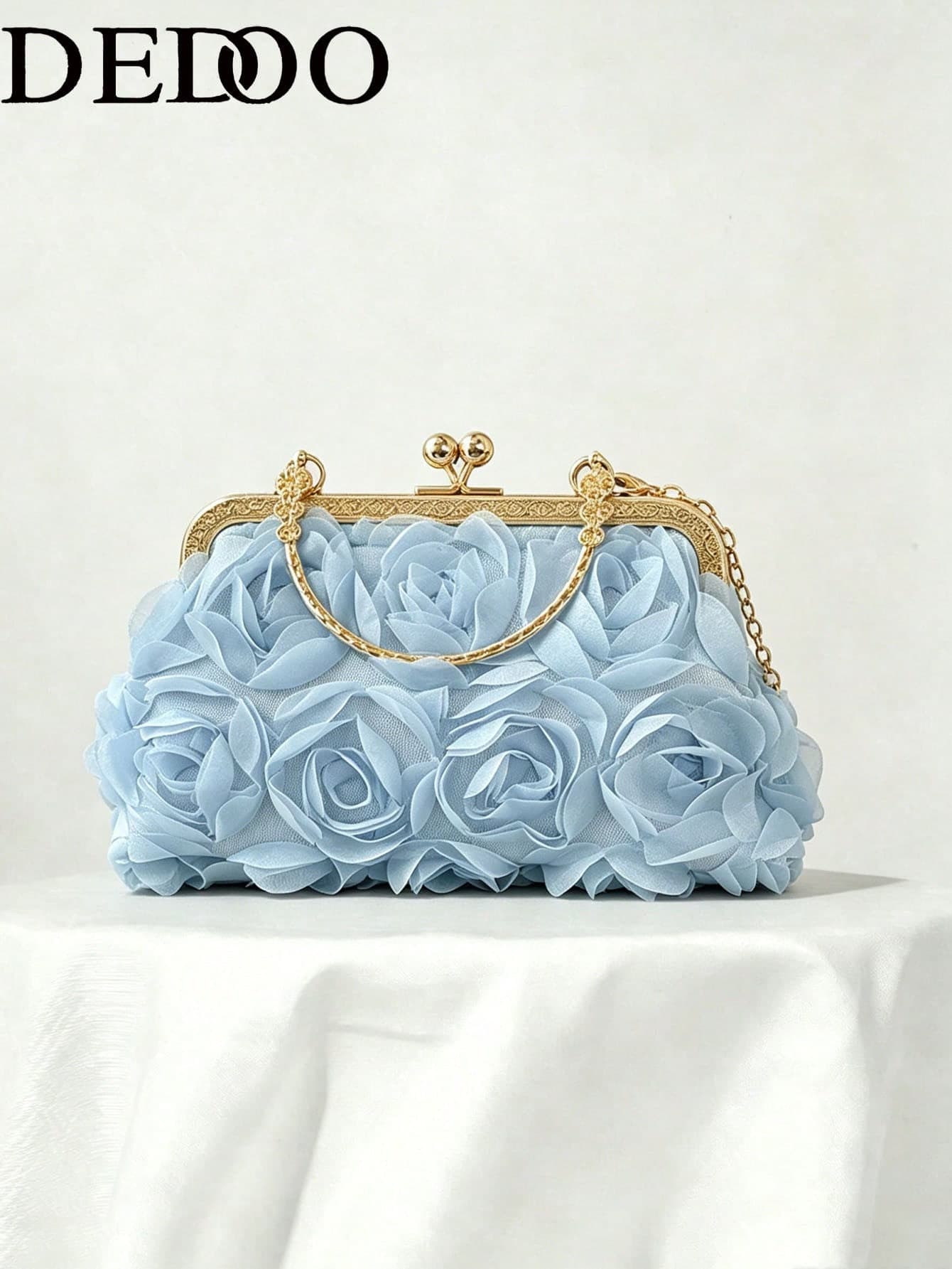 Dedoo Women's Evening Bag, Floral Pattern, Gold Metal Trim, Detachable Chain, Romantic Vintage Style, Suitable For Wedding Party Bridesmaid Women All Seasons