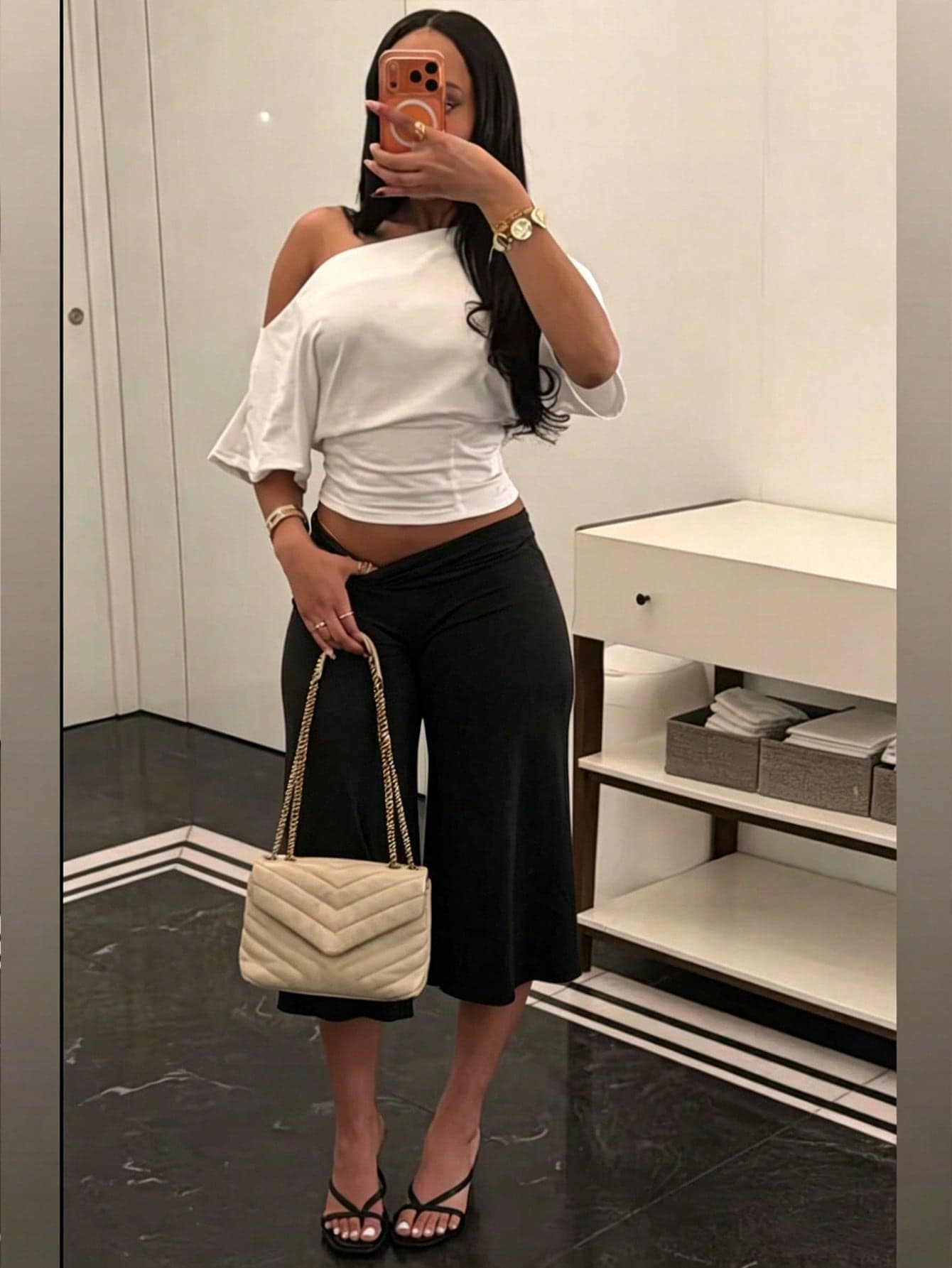 High Waist Wide Leg Cropped Pants, Women Low Rise Stretch Loose Wide Leg Sweatpants, Elegant Solid Slim Wide Leg Pants For Commute & Sports