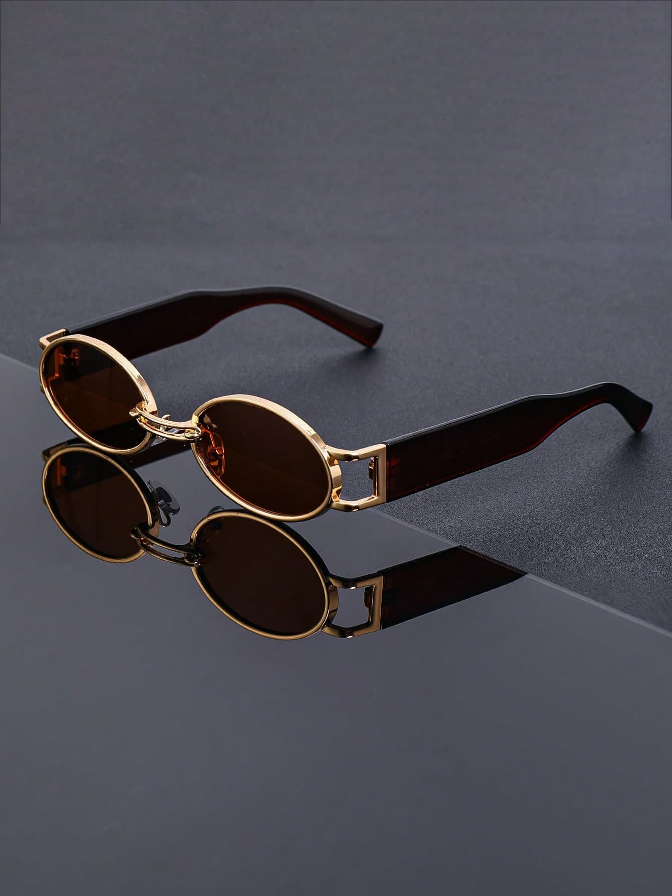 1 Pair Men's Metal Oval Retro Business Elegant Fashion Glasses, Suitable For Daily, Academic And Street Style Wear.