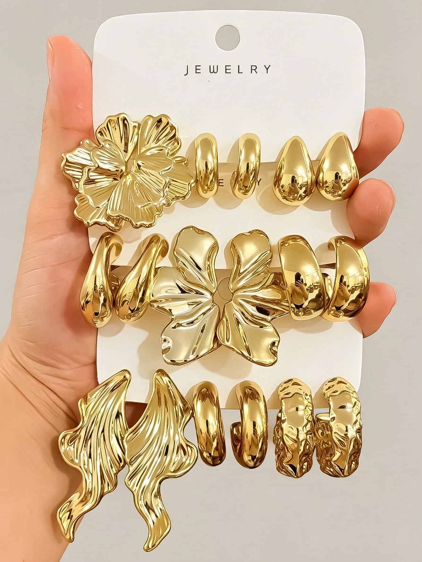 3-9 Pairs Thick Silver Earrings Set, Hypoallergenic Thick Silver Earrings For Women, Multi- New Fashion Earrings Set