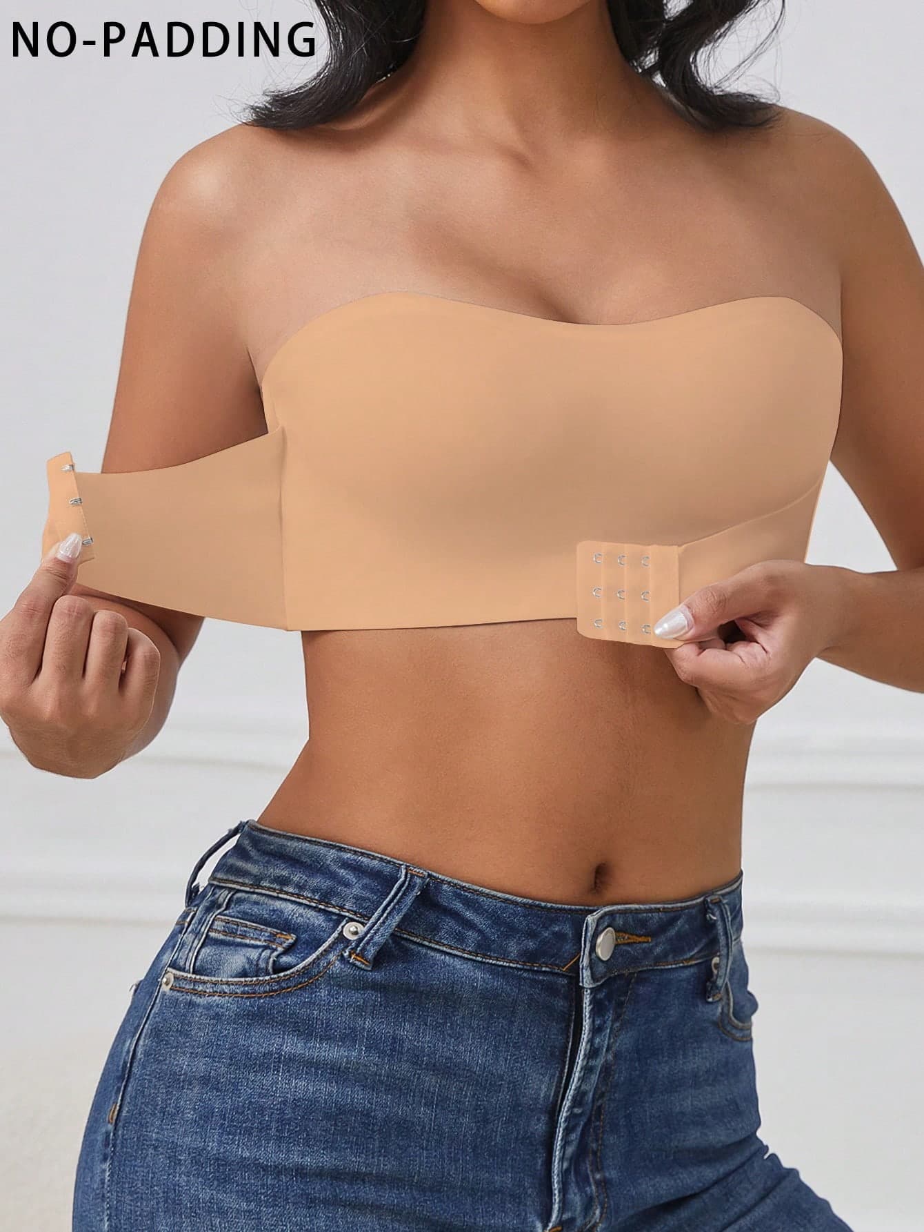 1pc Women's Solid Color Front Closure Non-Padded Bandeau Bra, Sexy Comfortable White Wire-Free Thin Lingerie[Suitable For Small Bust Women]