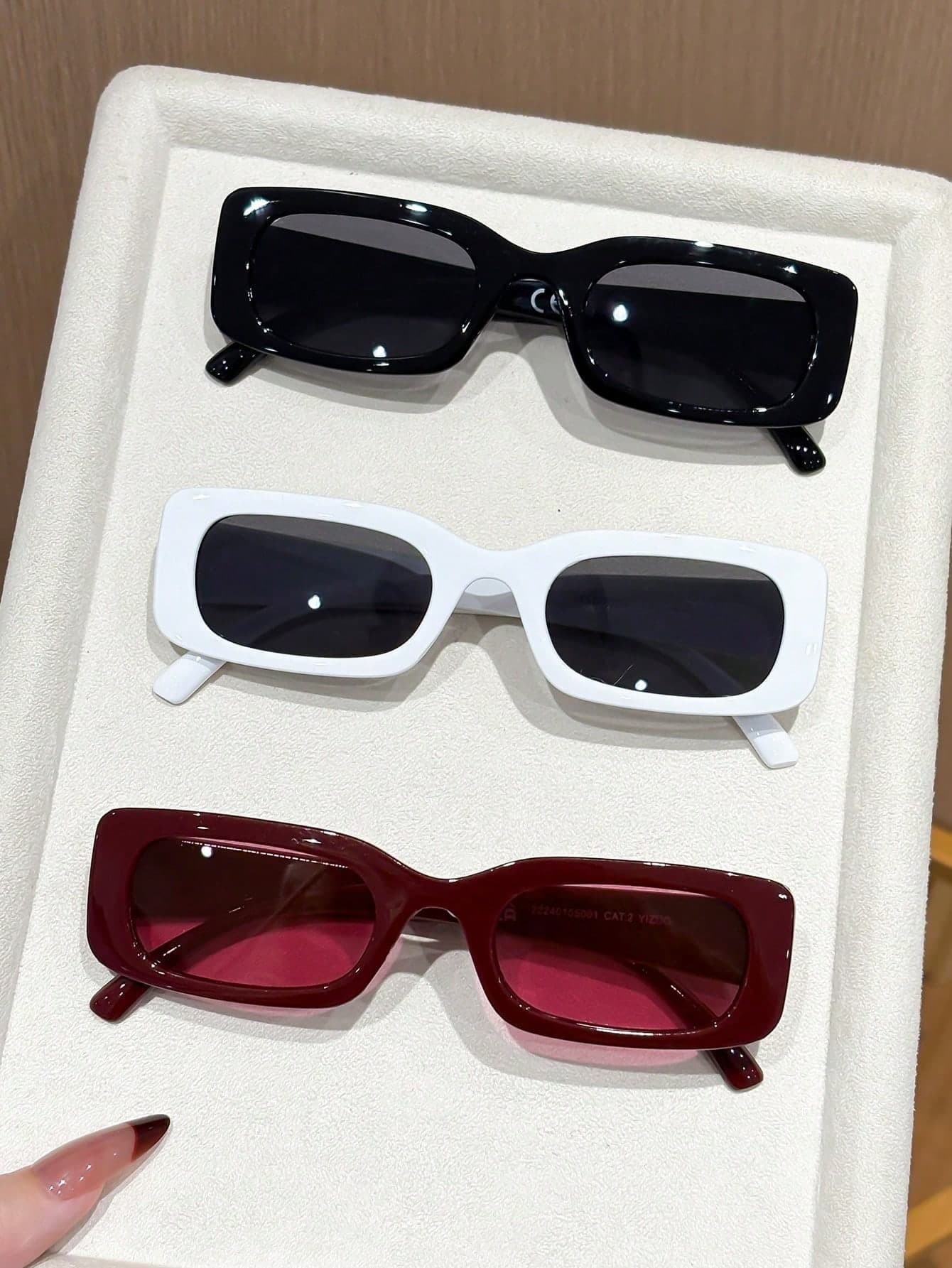 3/4/5pcs Women's Plastic Square Frame Fashion Glasses, Large Frame Casual Eyewear Suitable For Beach Vacation And Daily Wear