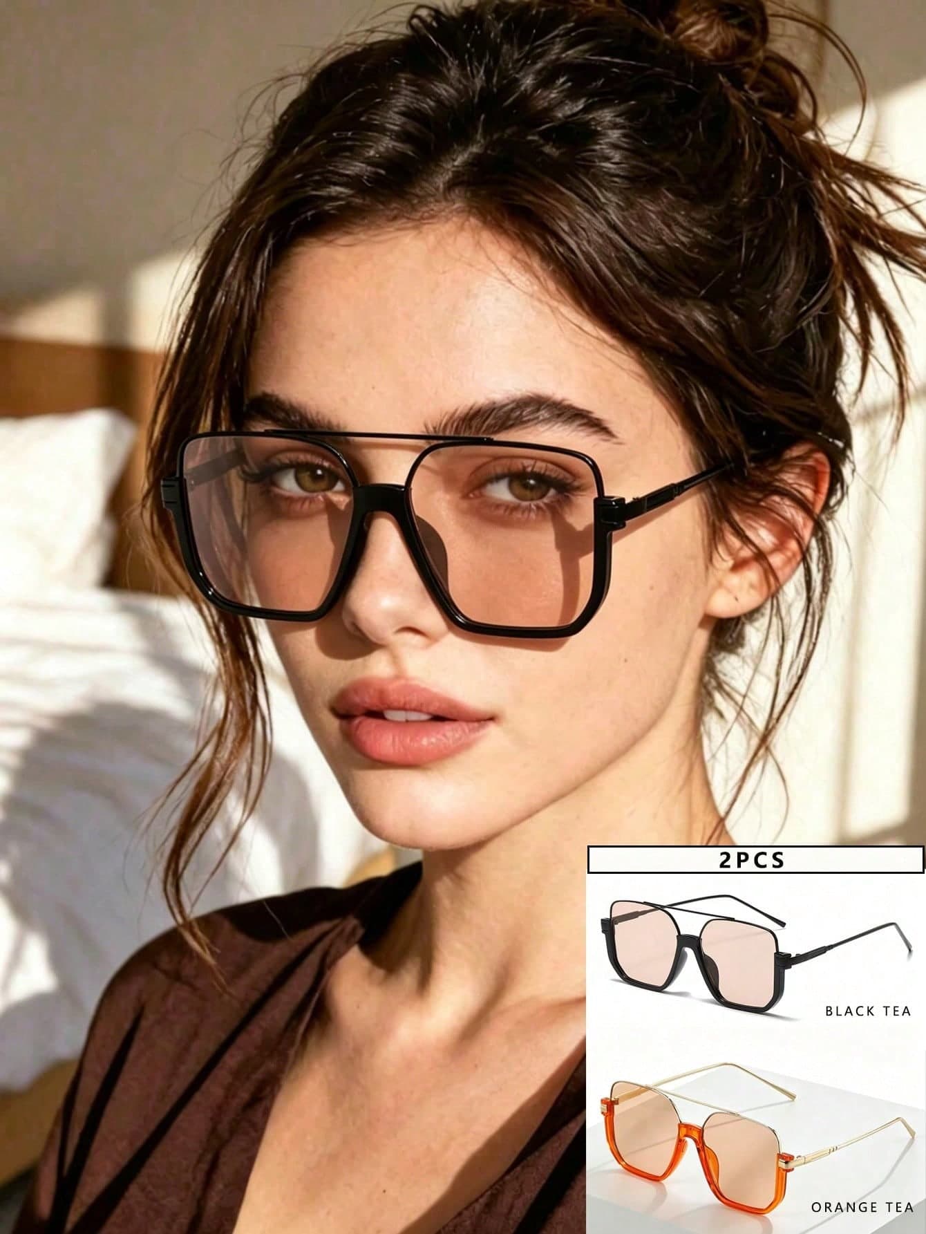 1 Pair Oversized Fashion Women's Minimalist Retro Glasses, Suitable For Daily Wear