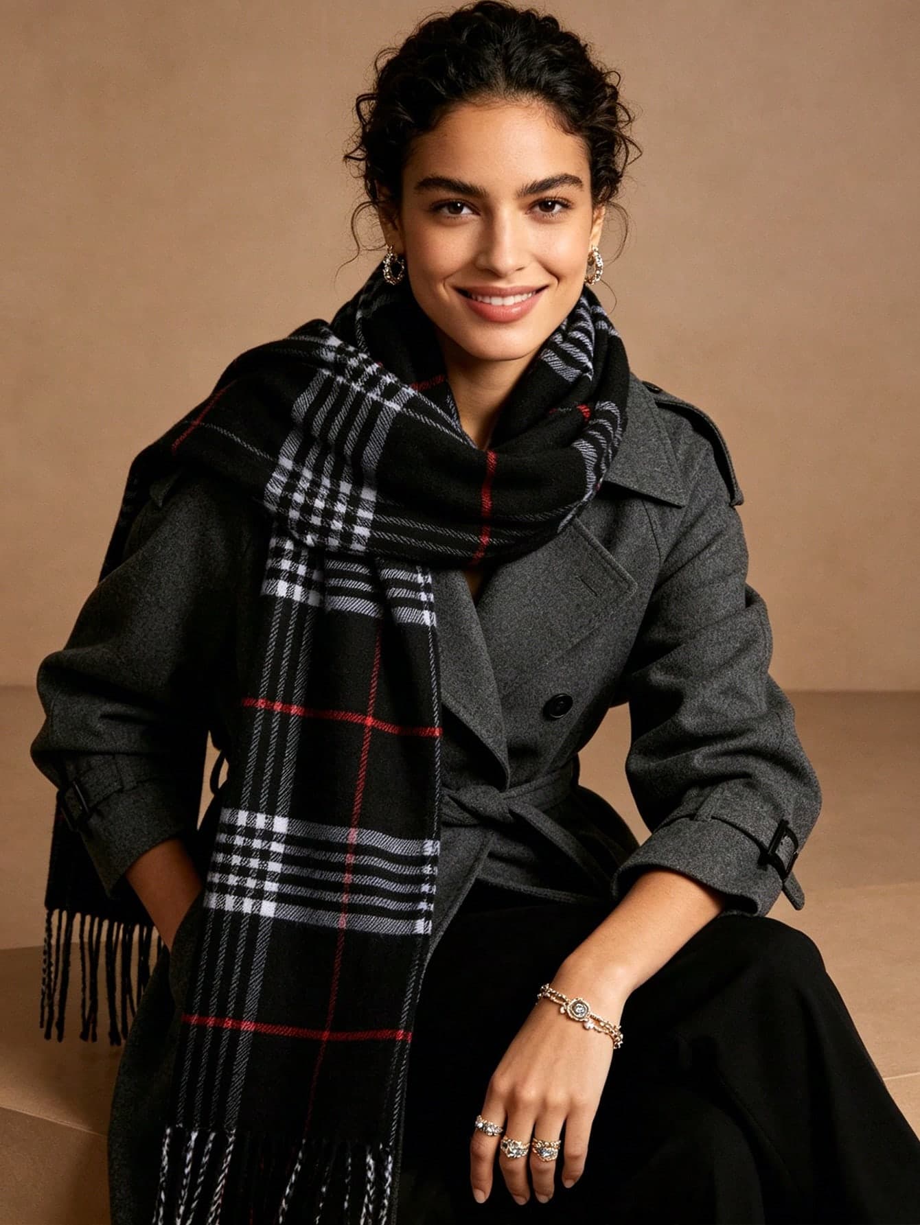 Classic Couple Plaid Scarf Autumn And Winter Versatile Boyfriend Gif Men And Women's Birthday Gift High-End Fashion Double-Sided Korean Version Warm