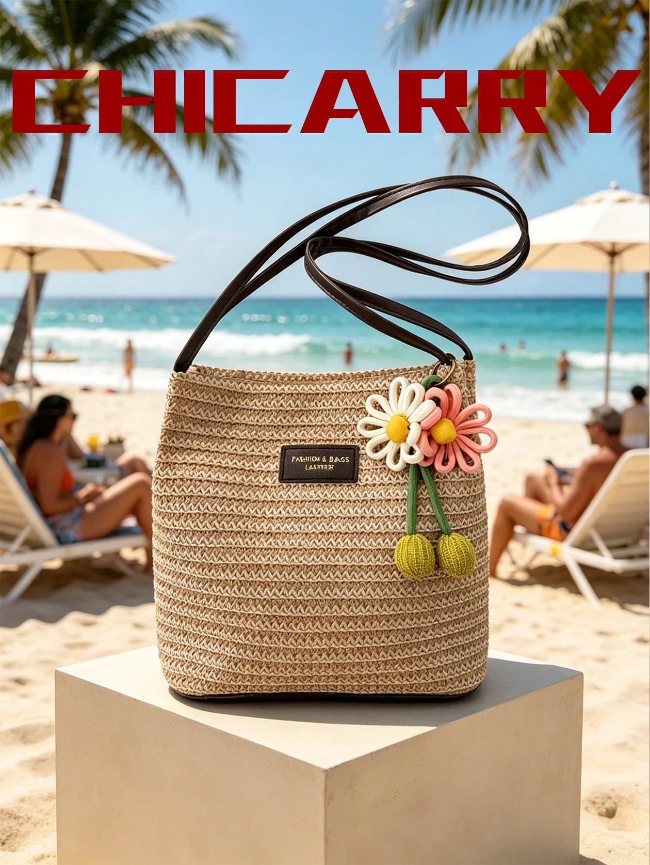Fashionable Woven Women's Bag, Straw Bucket Bag, Women's Beach Vacation Bag, Underarm Tote Bag, Suitable For Shopping, Dating And Travel