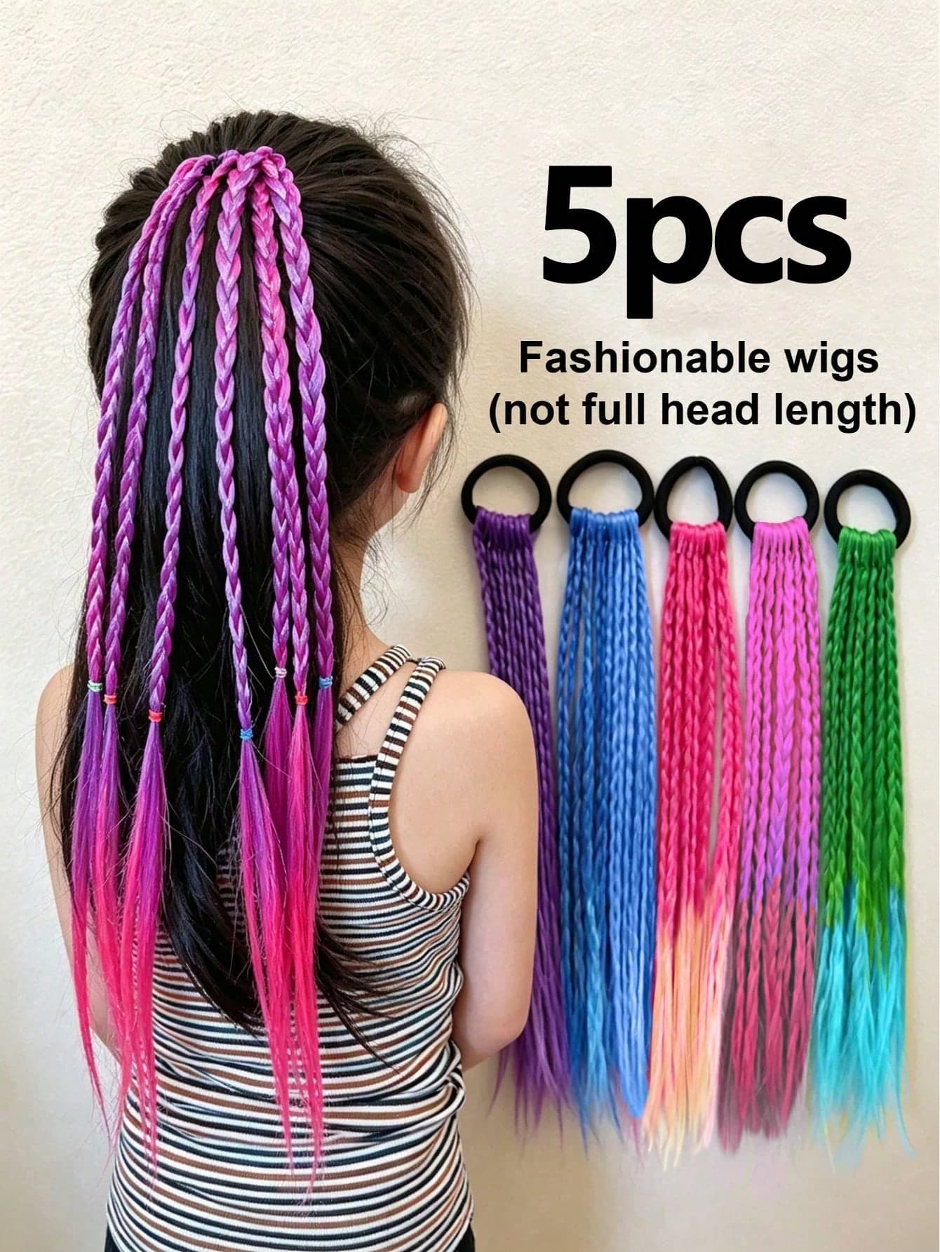 5pcs/2pcs Kids Hair Accessories Colorful Braided Ponytail Hair Ties Hair Bands Hair Accessories For Girls