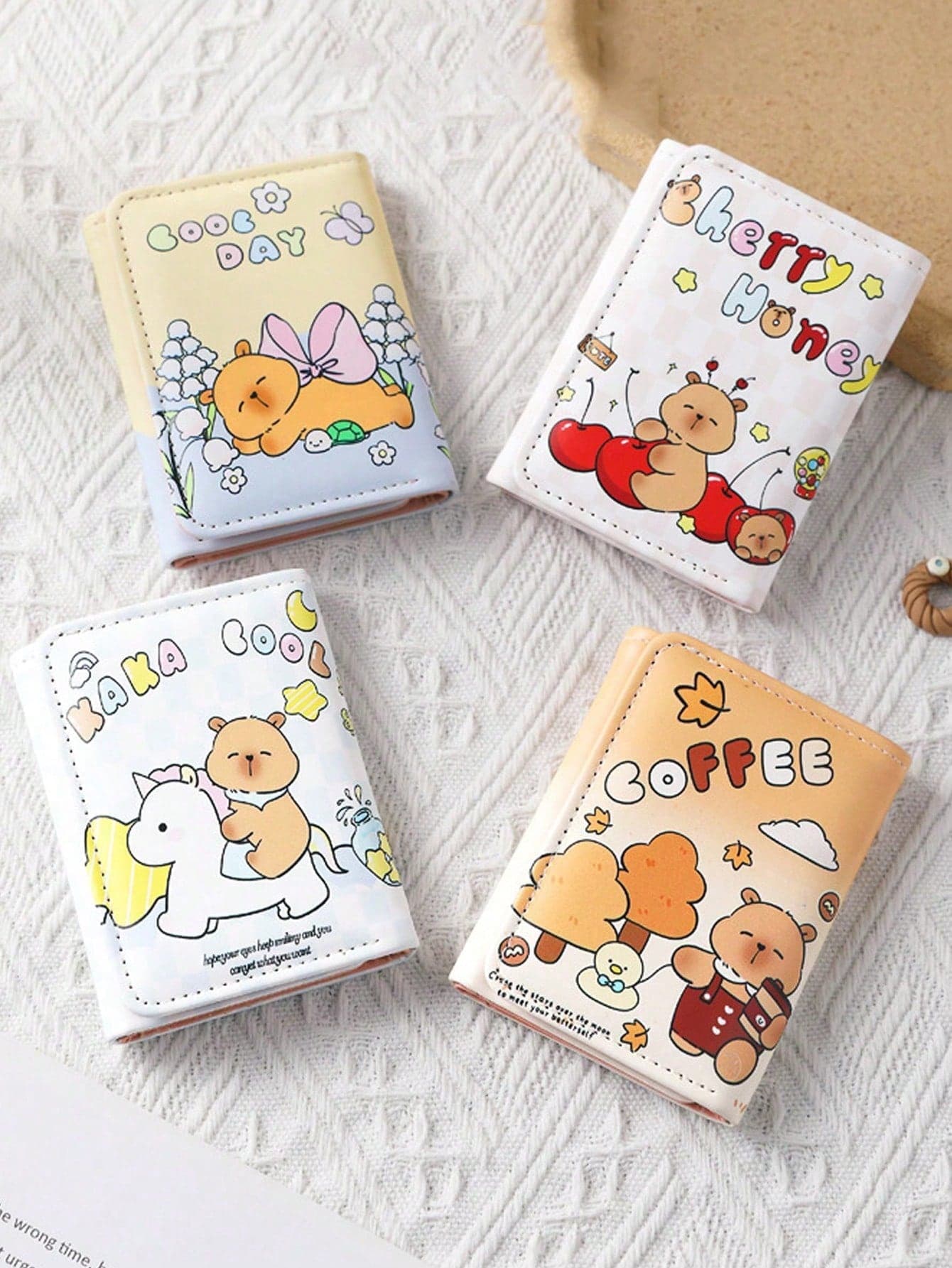 Cartoon Bear Wallet, Women's Clutch, Multi-Functional Wallet, Portable Grid Card Holder, Driver's License Holder