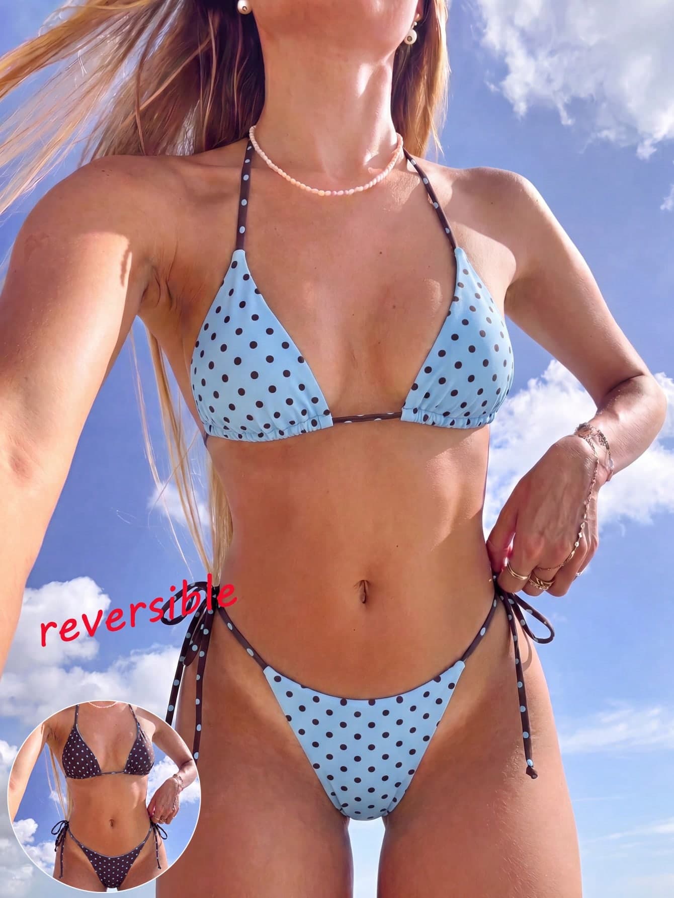 Women's Summer Bikini Set Set, Halter Neck Tie Back Open Back Women's Swimwear, Fashionable And Comfortable Bikini Set Set, Suitable For Summer Vacation, Beach Leisure And Holiday Wear, Women's Summer Outfit