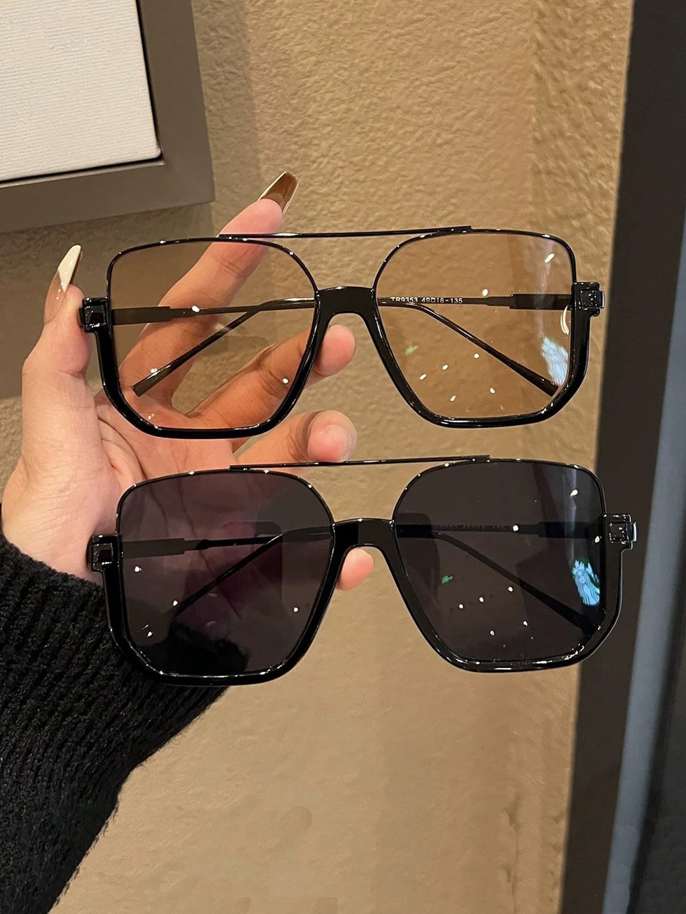 1 Pair Oversized Fashion Women's Minimalist Retro Shades, Suitable For Daily Wear