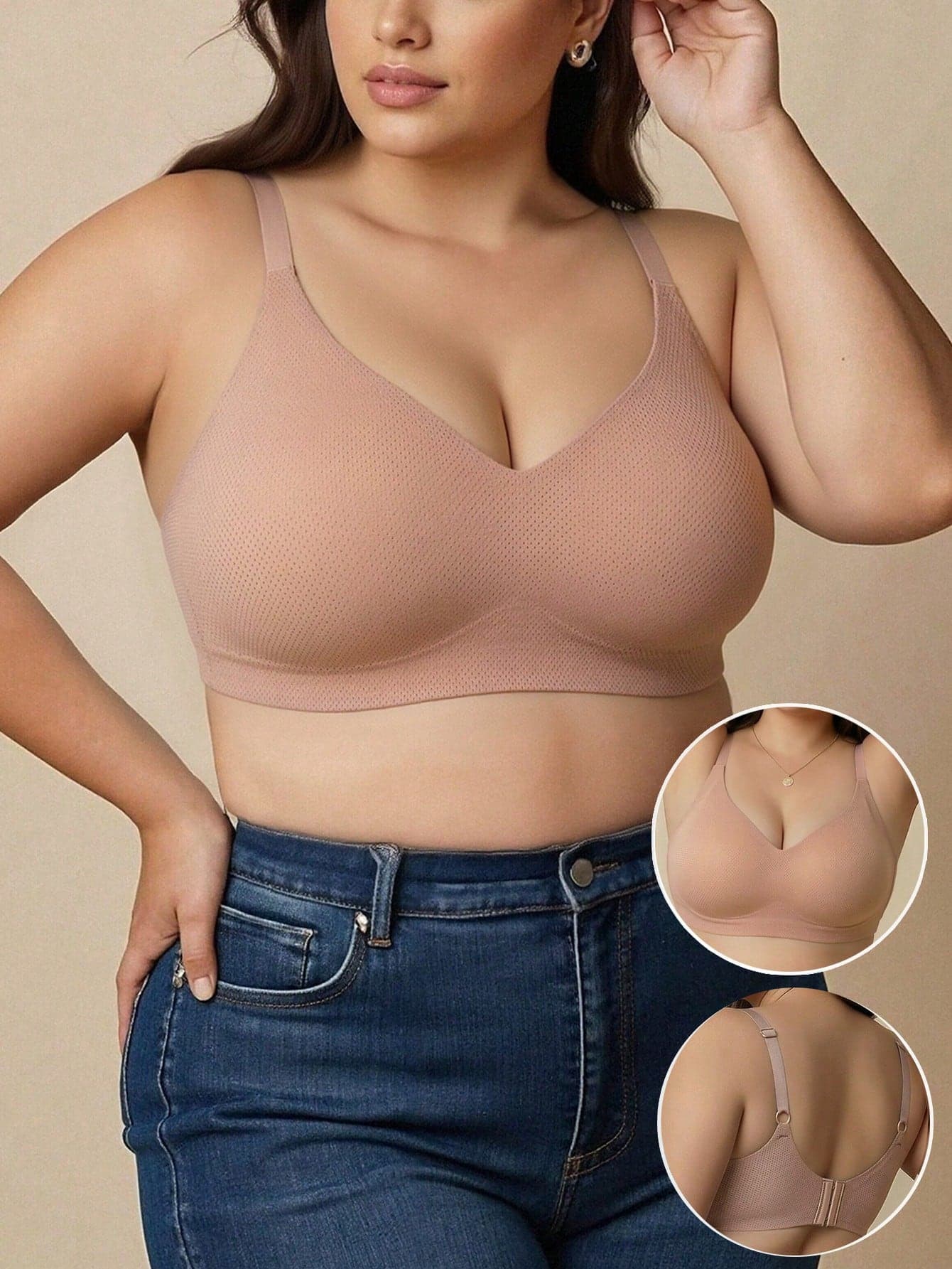 Plus Size Seamless Wireless Bra For Women, Push Up, Anti-Sagging, Side Gathering, One Piece, Lift
