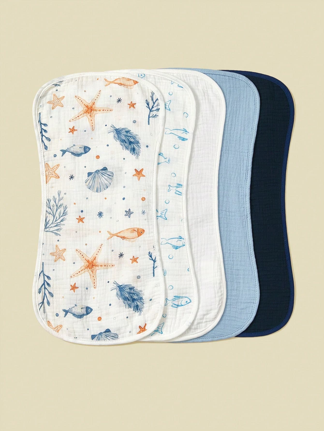 5pcs/Pack Plain Weave Fine Fabric Burp Cloths For Boys And Girls, Floral & Whale Design, Pure Cotton Gauze, Comfortable Multi-Purpose Baby Bibs, 5pcs/Pack
