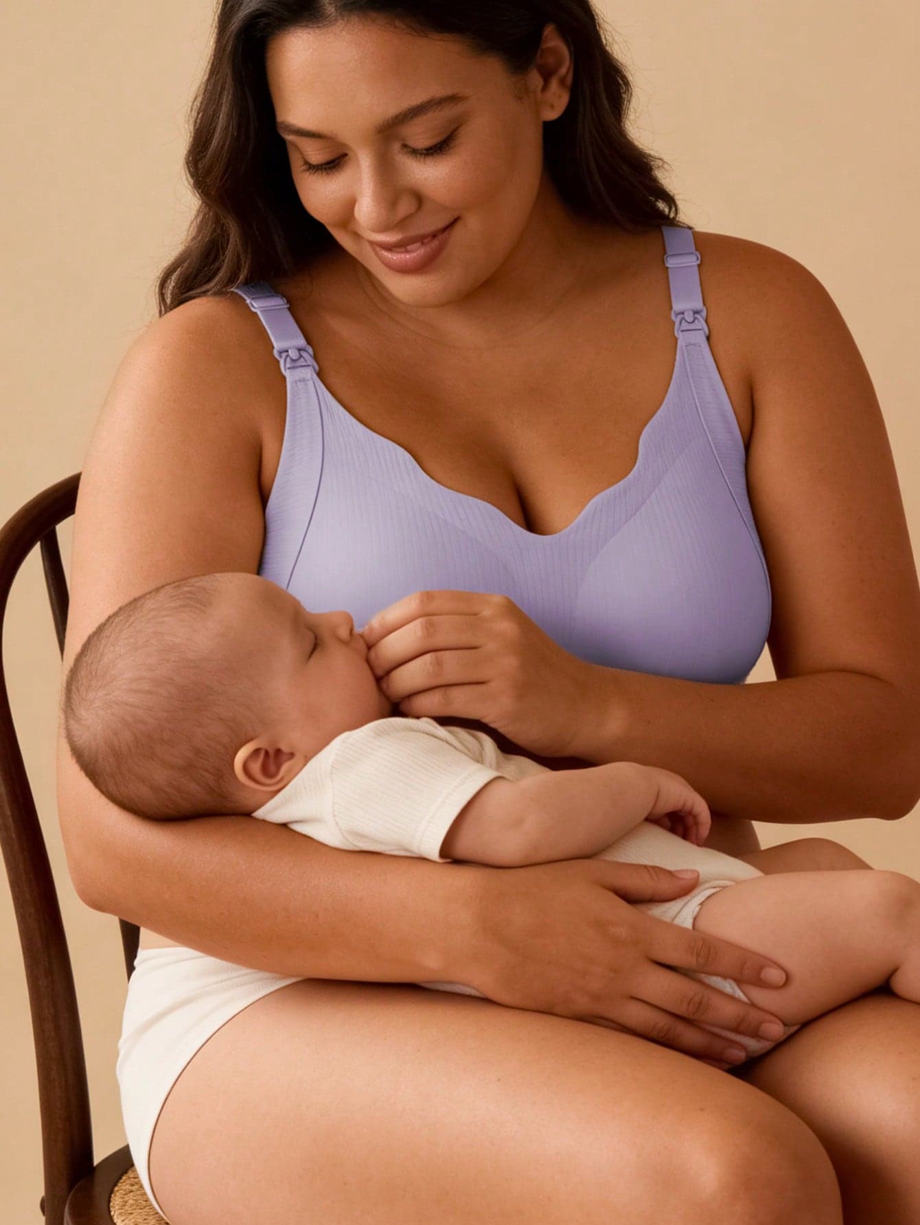 Plus Size Maternity Nursing Bra, Wire-Free Semi-Fixed Lift-Up Open-Front Breastfeeding Bra, Postpartum Anti-Sagging Bra