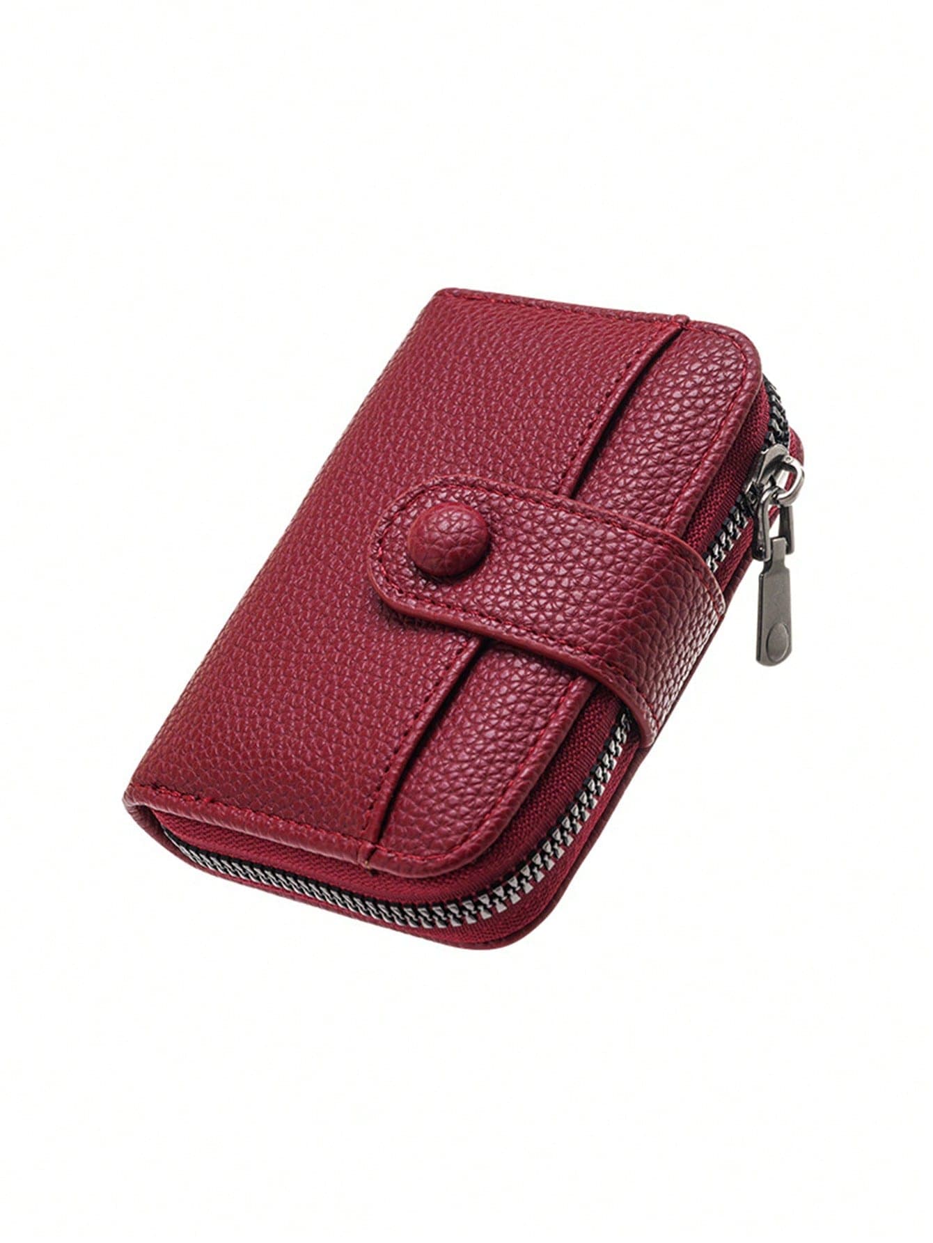 SHABILI Women's Zipper Short Accordion PU Wallet, Premium Soft Leather Clutch With Multiple Card Slots