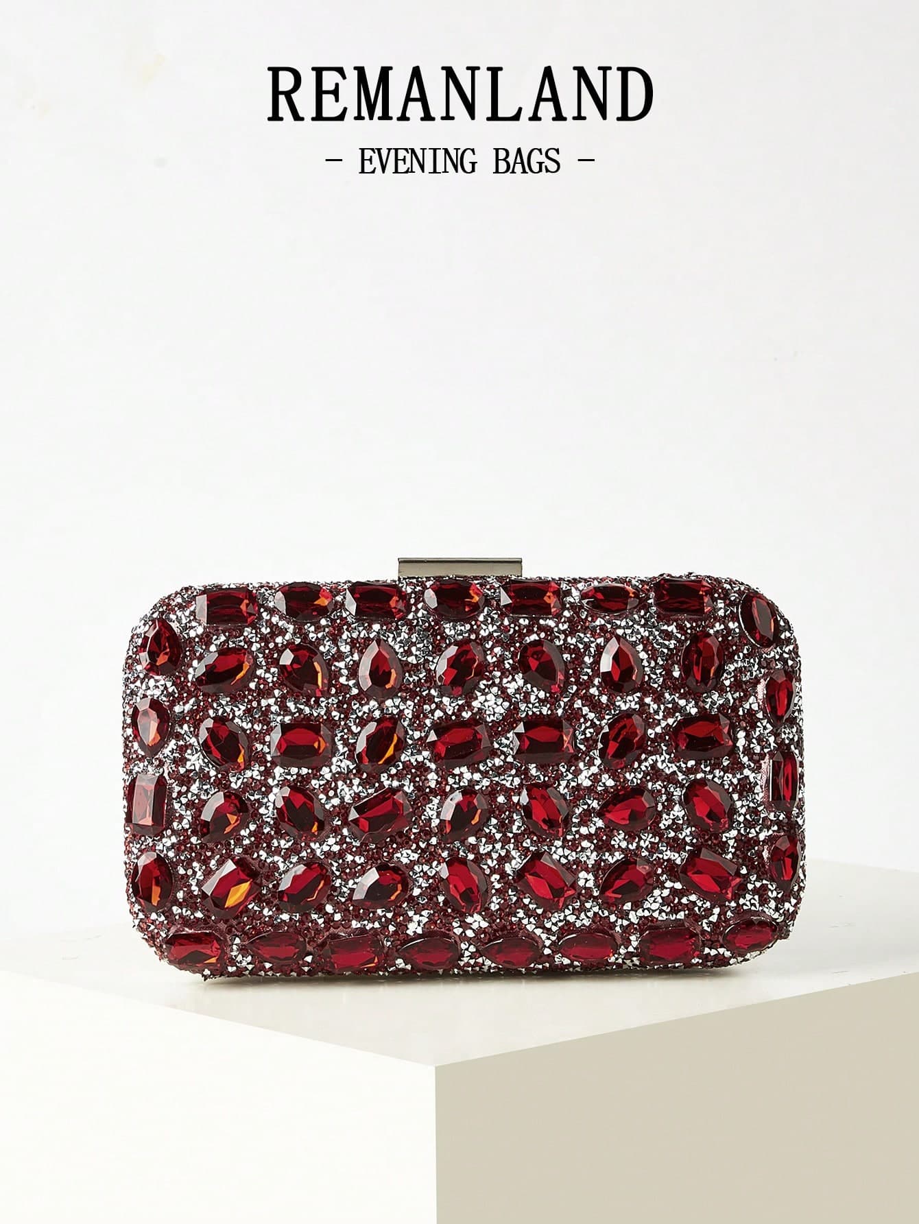 REMANLAND Luxury Sparkling Rhinestone New Women's Box Clutch, Exquisite And Elegant, With Hidden Card Slots Inside, Can Be Used As A Wallet, Perfect Companion For Women's Evening Events. Detachable Metal Chain, Suitable For Parties, Evening Events, Gatherings And Weddings.