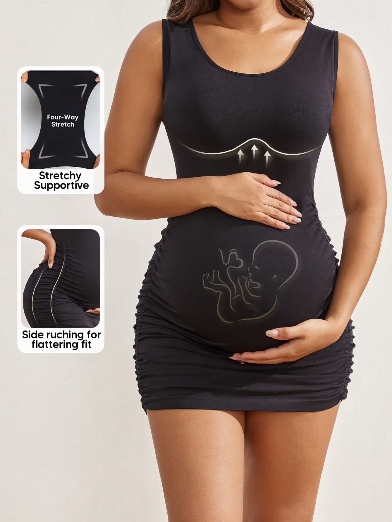 Maternity Tummy Control Support Elastic Shaping Tank Dress