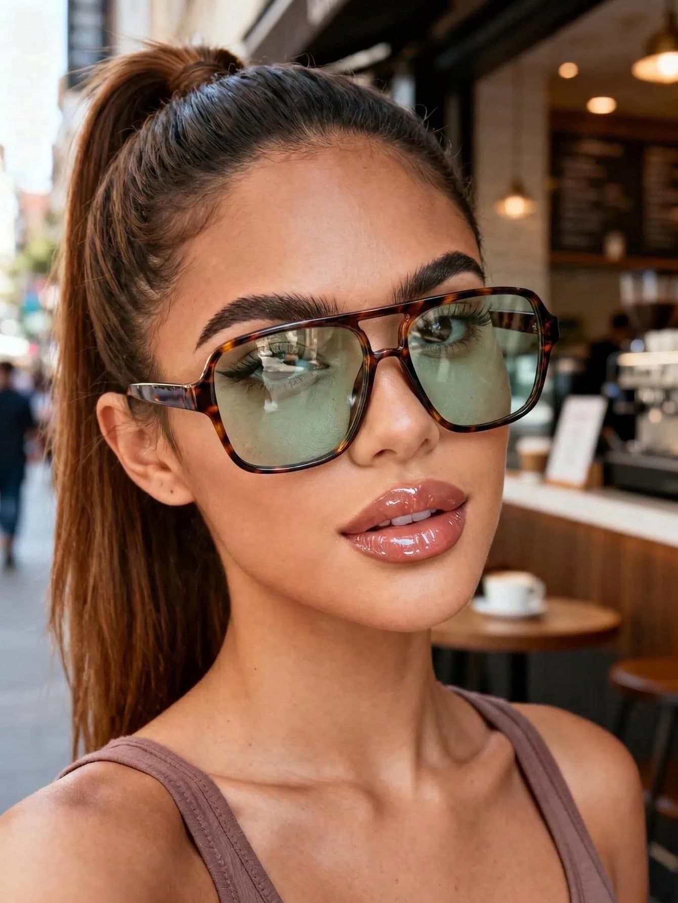 1 Pair Classic Leopard Print Double Bridge Aviator Light Green Lens Retro Fashion Glasses For Women And Men, Suitable For Self-Driving, Beach Vacation, City Shopping, Camping Picnic, Mountain Fishing, Short Trips, Summer Commute, Holiday Party, Beach Stroll, Street Photography, Outdoor Hiking, Park Leisure, Water Activities, Road Cycling, Street Fashion Accessory, Summer Beach Vacation, Outdoor Travel, Campus Outing, Short Self-Driving Atmosphere Outfit Choice