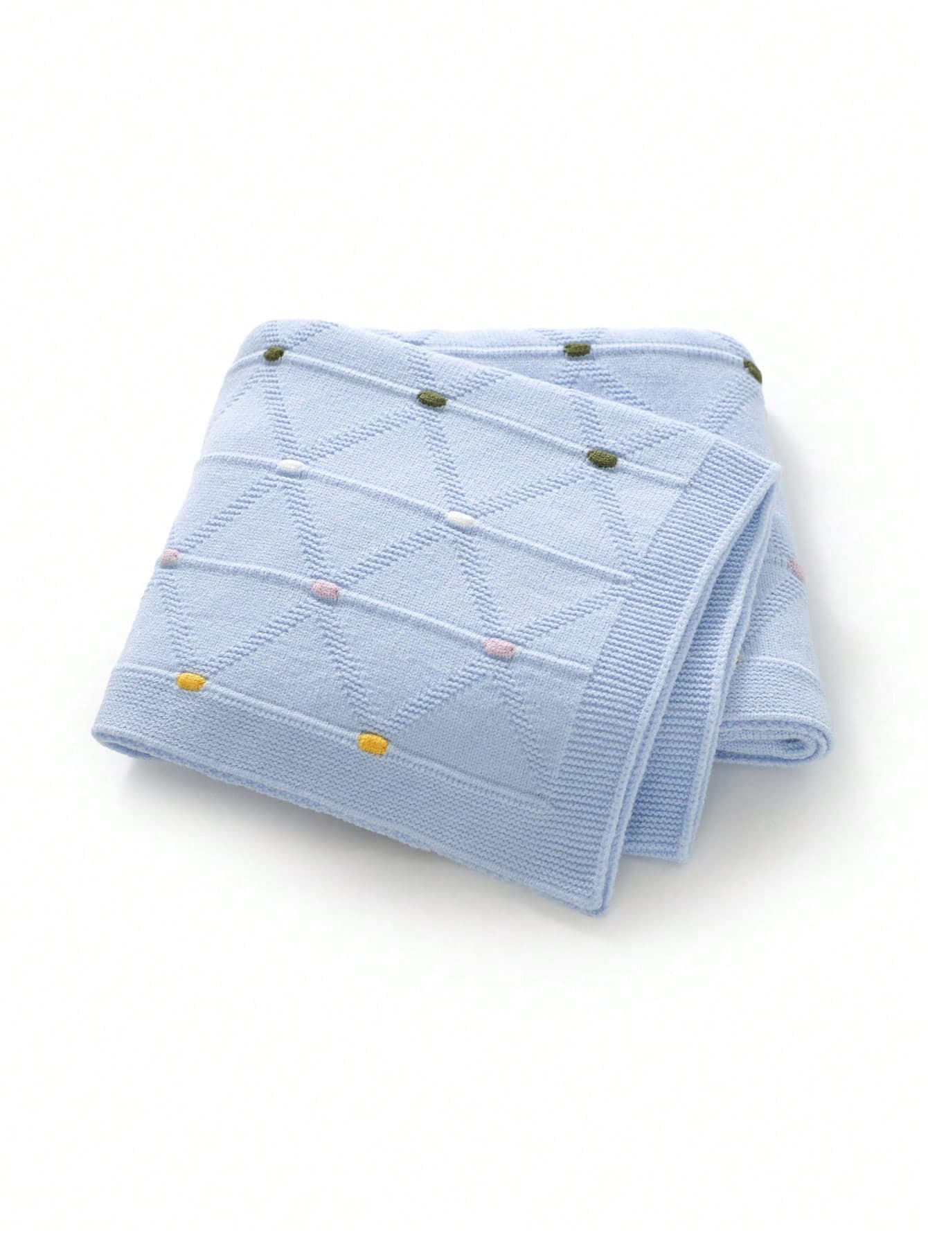 1pc Colorful Polka Dot Knitted Baby Blanket, Comfortable Swaddle Blanket, Stroller Blanket, Air Conditioning Blanket, All-Season Cover
