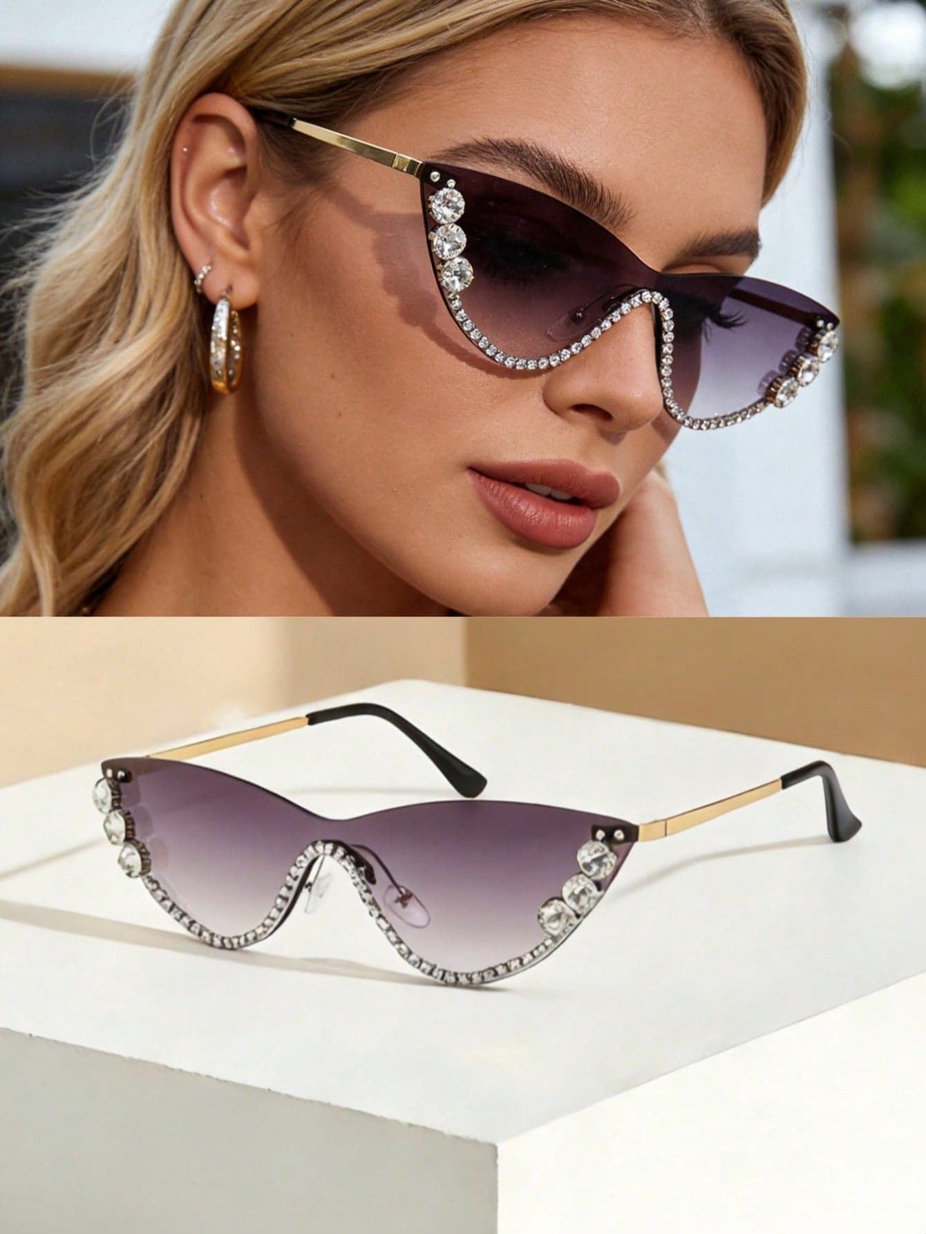 AOOBCC .1 Metal Cat Eye Rhinestone Women's Daily & Holiday Fashion Decorative Glasses Cross-Border Europe & America Cat Eye Rhinestone Metal Fashion Glasses Women's Rhinestone Fashion Glasses High-End Personalized Fashion Glasses Wholesale Niche Luxury Cat Eye Rhinestone Fashion Glasses Women's Personalized Party Runway Silver Metal Butterfly Fashion Glasses New Cat Eye Rhinestone Fashion Glasses Personalized Full Metal Geometric Triangle Handmade Diamond Glasses Cross-Border Fashion Glasses
