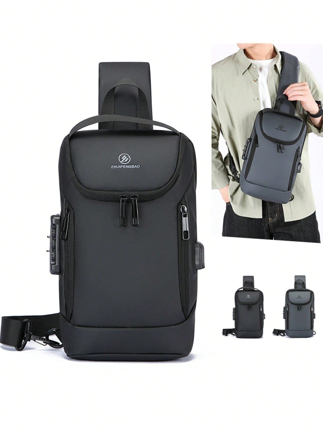 Cross-Border New Anti-Theft Motorcycle Bag Chest Bag Large Capacity Multi-Pocket Multi-Functional Outdoor Casual Travel Shopping Commute Men's One Shoulder Crossbody Bag Waist Bag