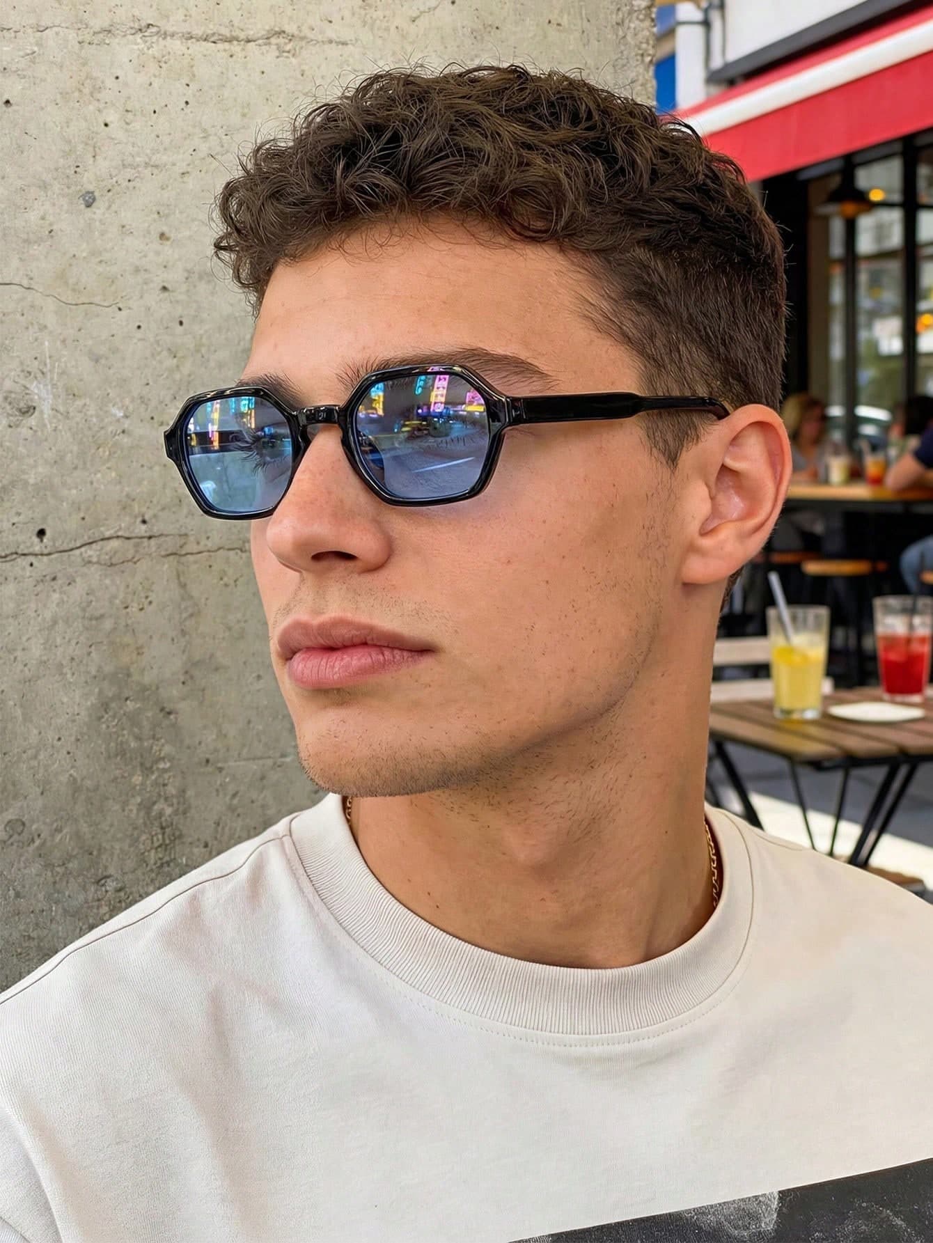 1 Pair Vintage Geometric Frame Fashion Glasses, Plastic Classic Style, Suitable For Outdoor Travel, Beach Vacation And Casual Wear, Unisex