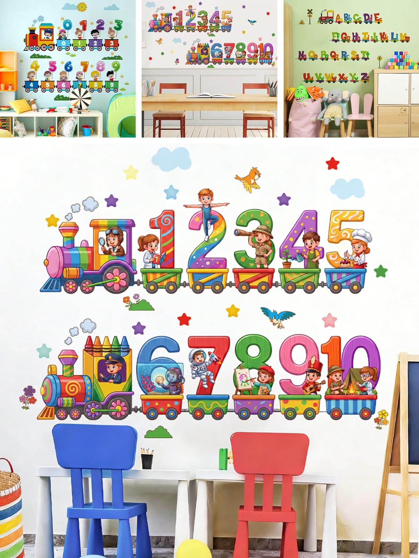 1pc Cute Cartoon Train PVC Wall Stickers Easy Install, Lovely Decor For Living Room Bedroom And Kids Room Home Ornaments