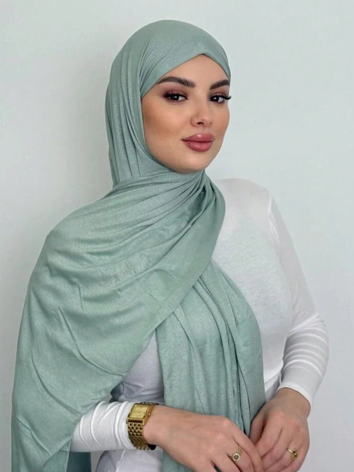 1pc Women's One-Piece Knitted Hijab, Solid Color Pre-Sewn Slip-On Muslim Headscarf, High Elastic Soft Modal Cotton Shawl, Full Coverage Islamic Headwrap For Daily Wear