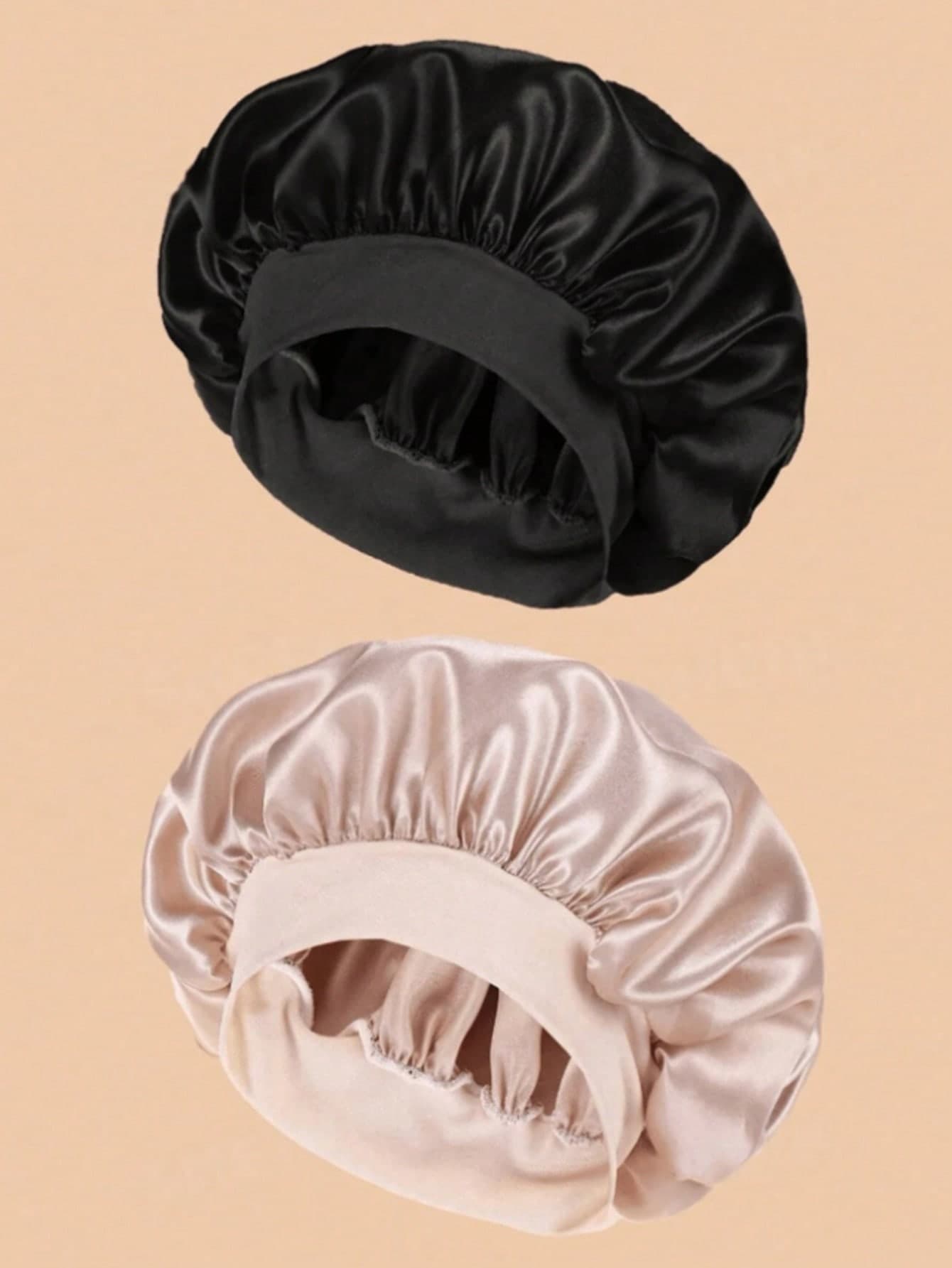 2pcs/1pc Luxury Silk Satin Sleep Cap Hair Bonnet, Solid Color, Elastic Sleep Cap, Lightweight Hair Protection Cap, Suitable For Comfortable Overnight Wear, Also For Hair Care And Shower, Soft Fit To Scalp, Protects Hair | Satin Cap | Smooth Satin