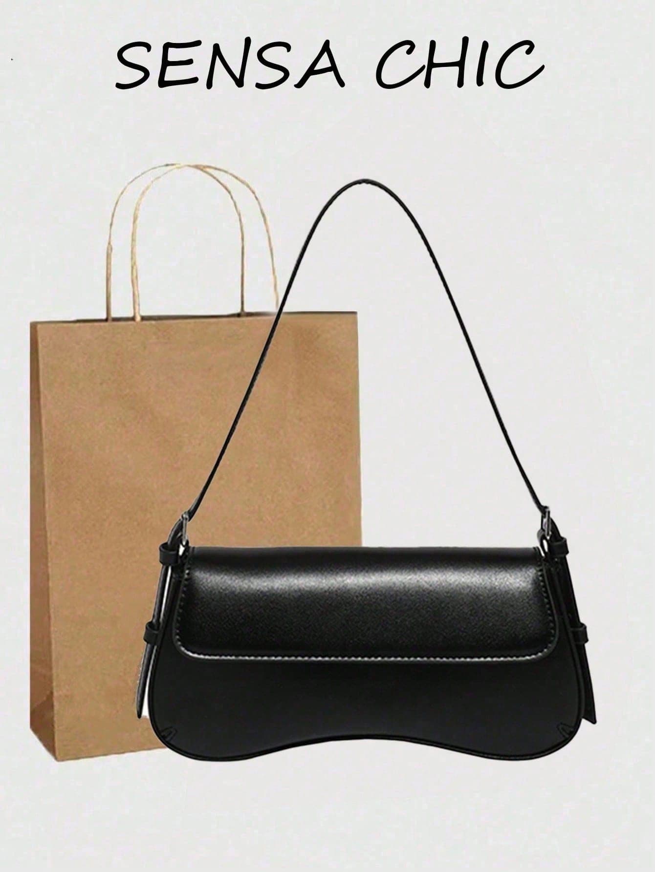 This Minimalist Solid Color Shoulder Bag Is Made Of Soft, Durable, Waterproof And Easy-To-Care-For PU Leather. Its Unique Curved Bottom Design And Neat Stitching Ensure The Bag's Sturdiness. It Is Convenient For Storing Small Personal Items And Suitable For Students, Young Women And Commuters.