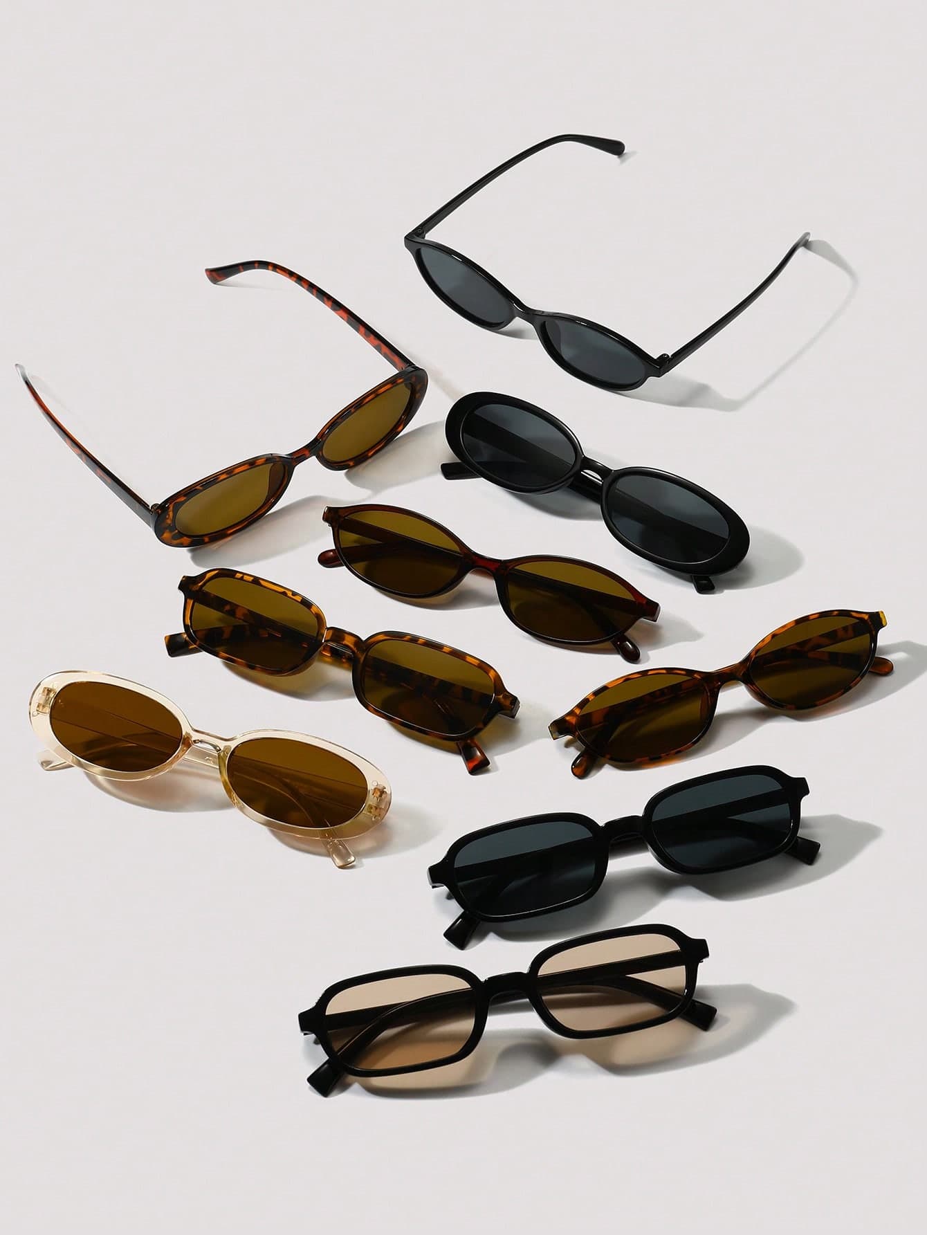 Visivana 9pcs Casual Small Frame Glasses Set For Women, Y2K Elegant Elegant Versatile For Daily, Beach, Party, Gift Elegant Modern Back-To-School Accessories