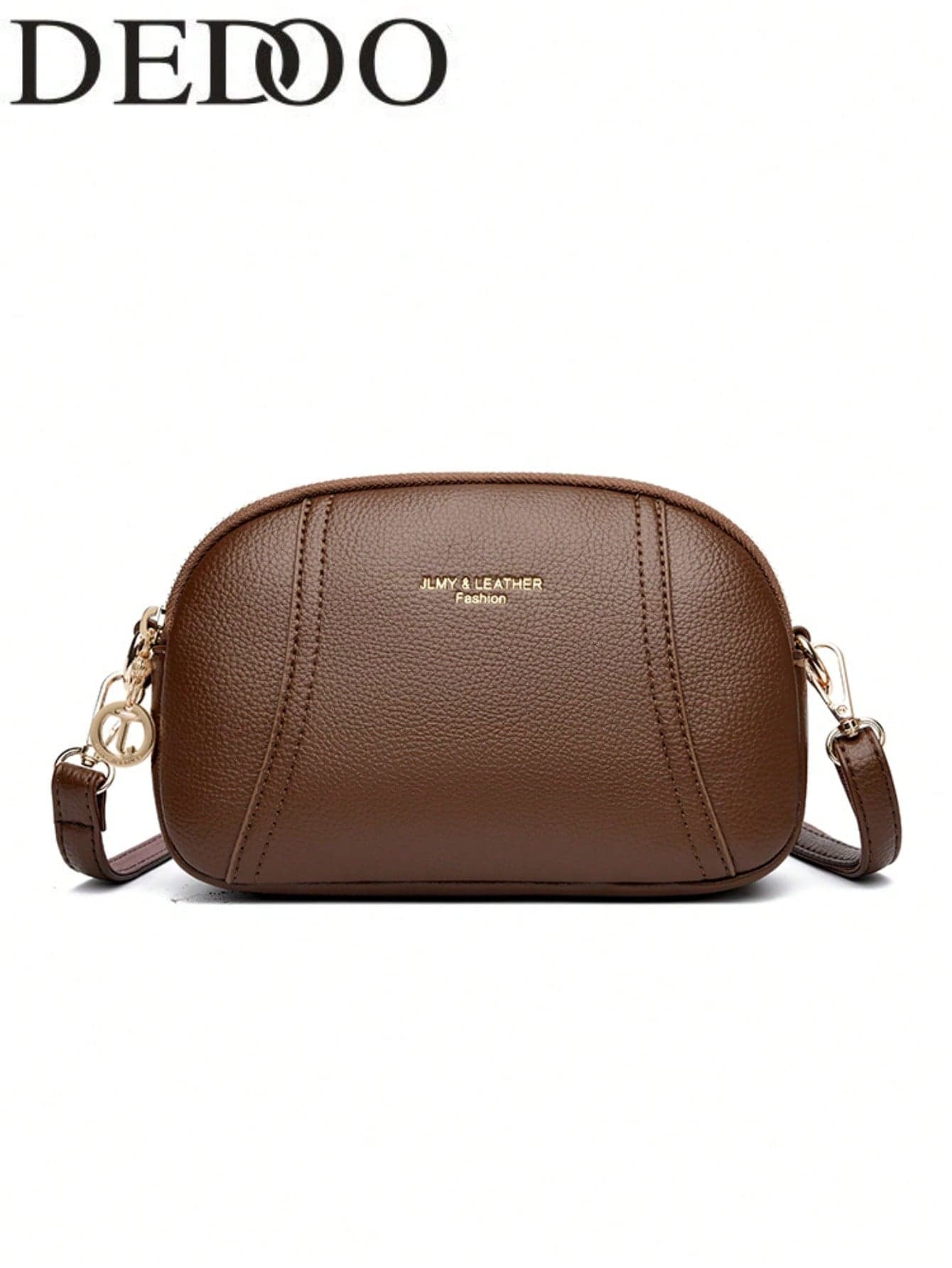 Dedoo Minimalist Mini Shell Crossbody Bag, Soft Litchi Grain PU Leather, Gold Zipper Charm, Large Capacity, Phone & Card Holder Shoulder Bag, Suitable For Daily Commute And Shopping